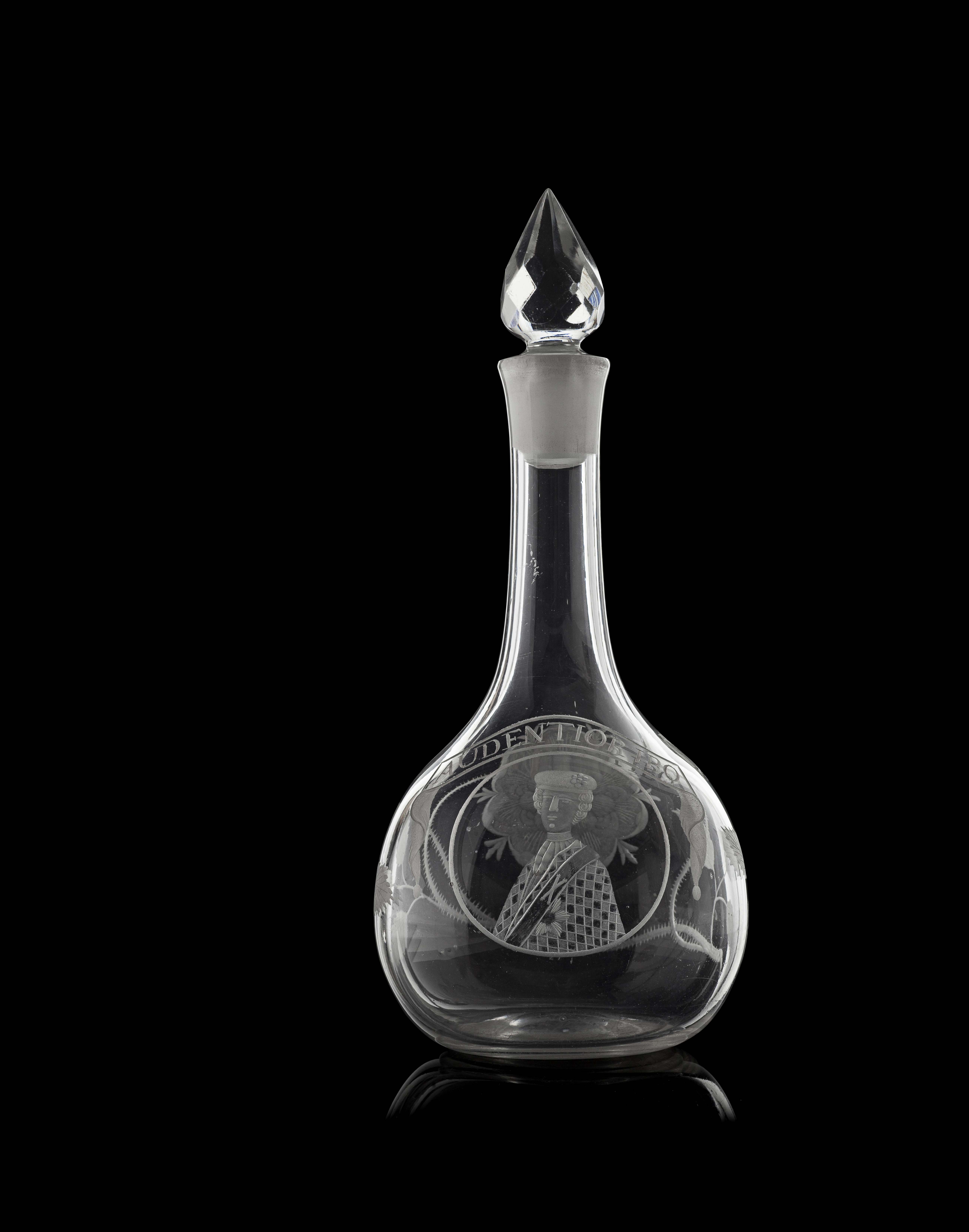 A fine 18th century Jacobite portrait decanter