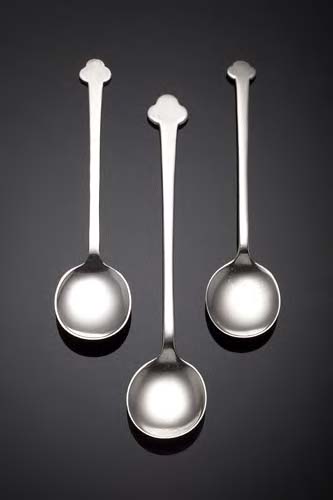Charles Rennie Mackintosh (1868-1928) Three electroplated jam spoons,
