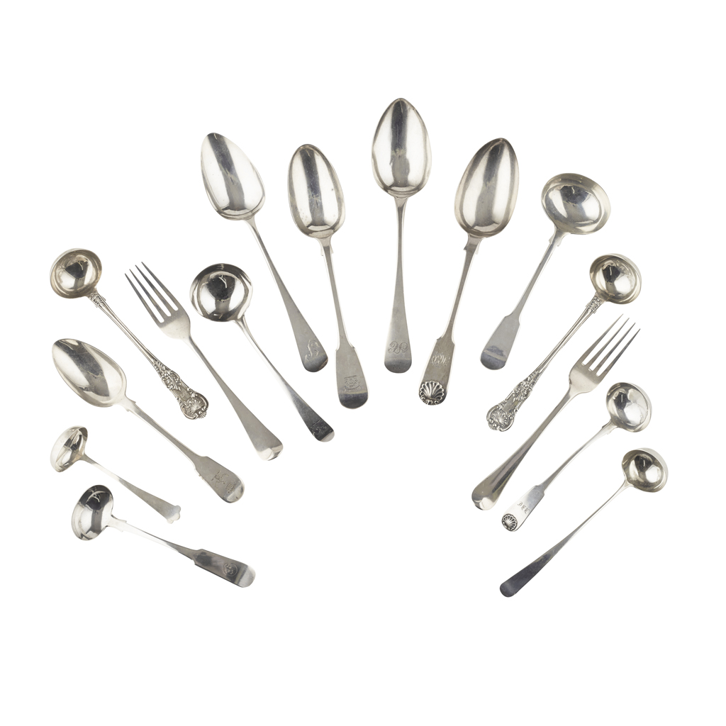 A collection of miscellaneous flatware