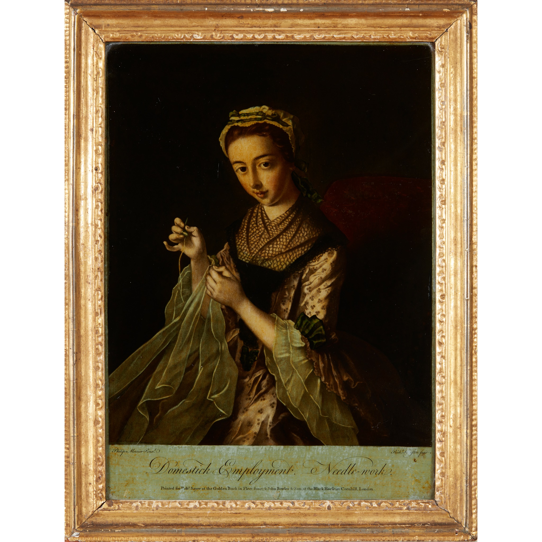 GROUP OF REVERSE GLASS MEZZOTINTS