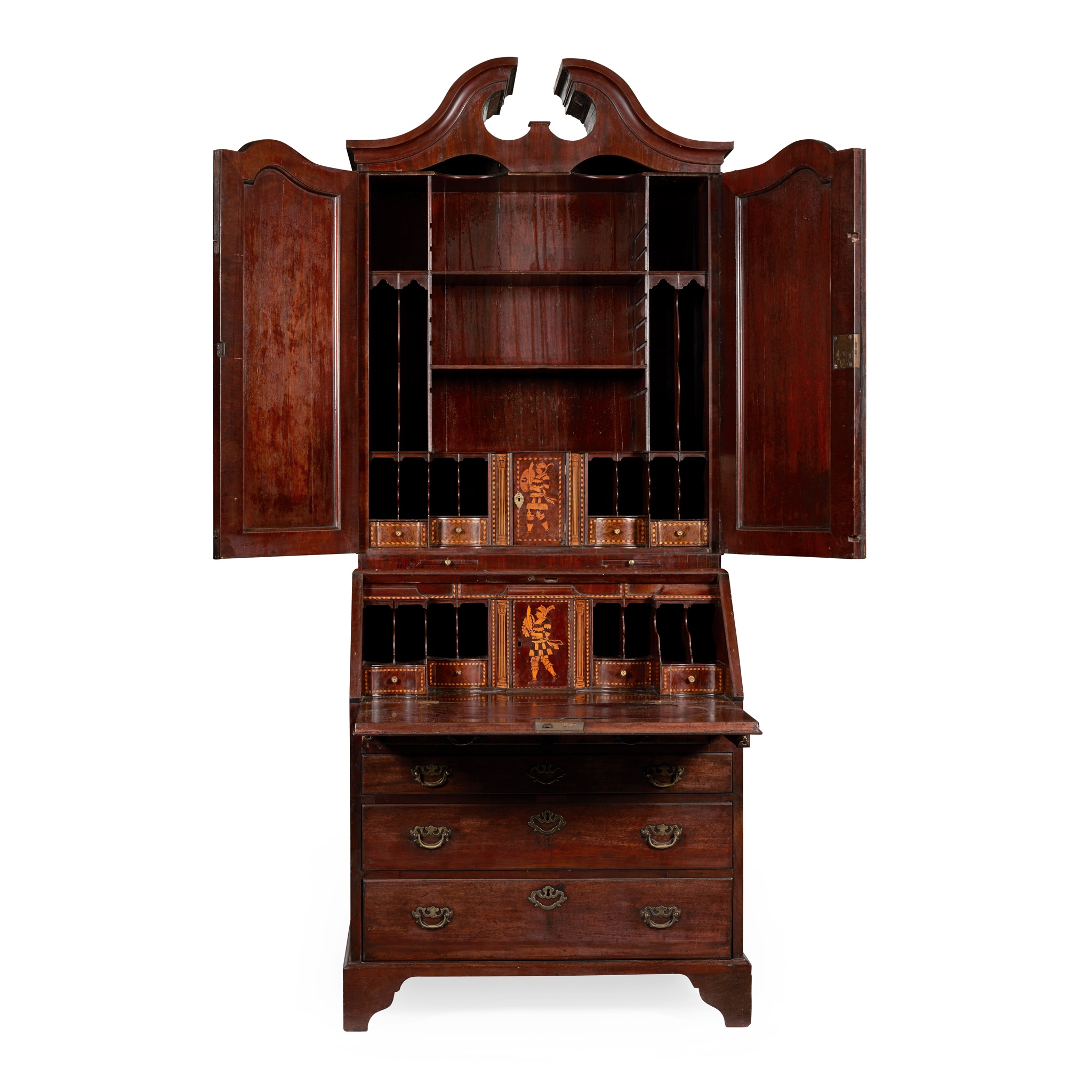IRISH GEORGE III MAHOGANY BUREAU BOOKCASE