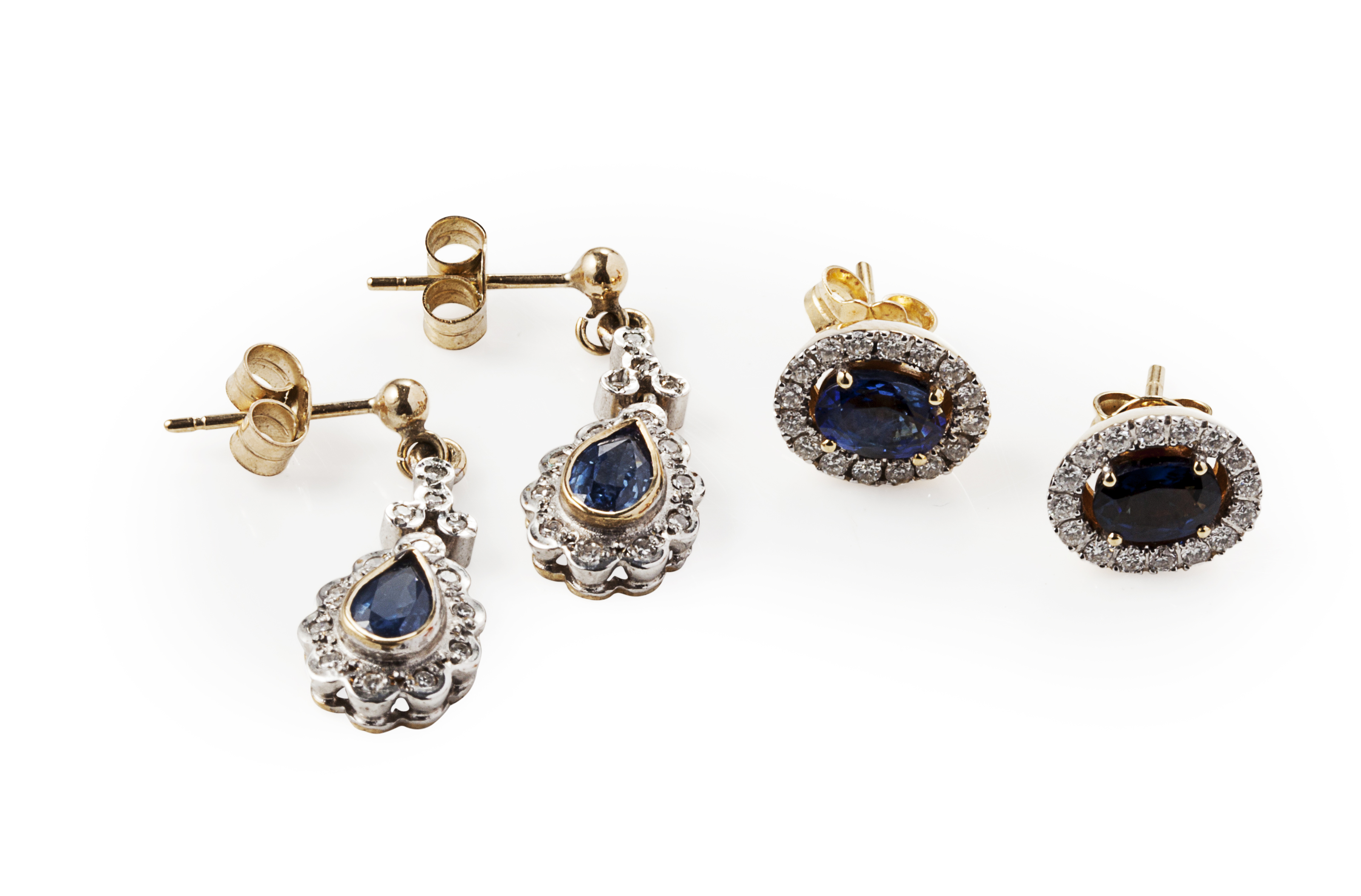 Two pairs of sapphire and diamond earrings