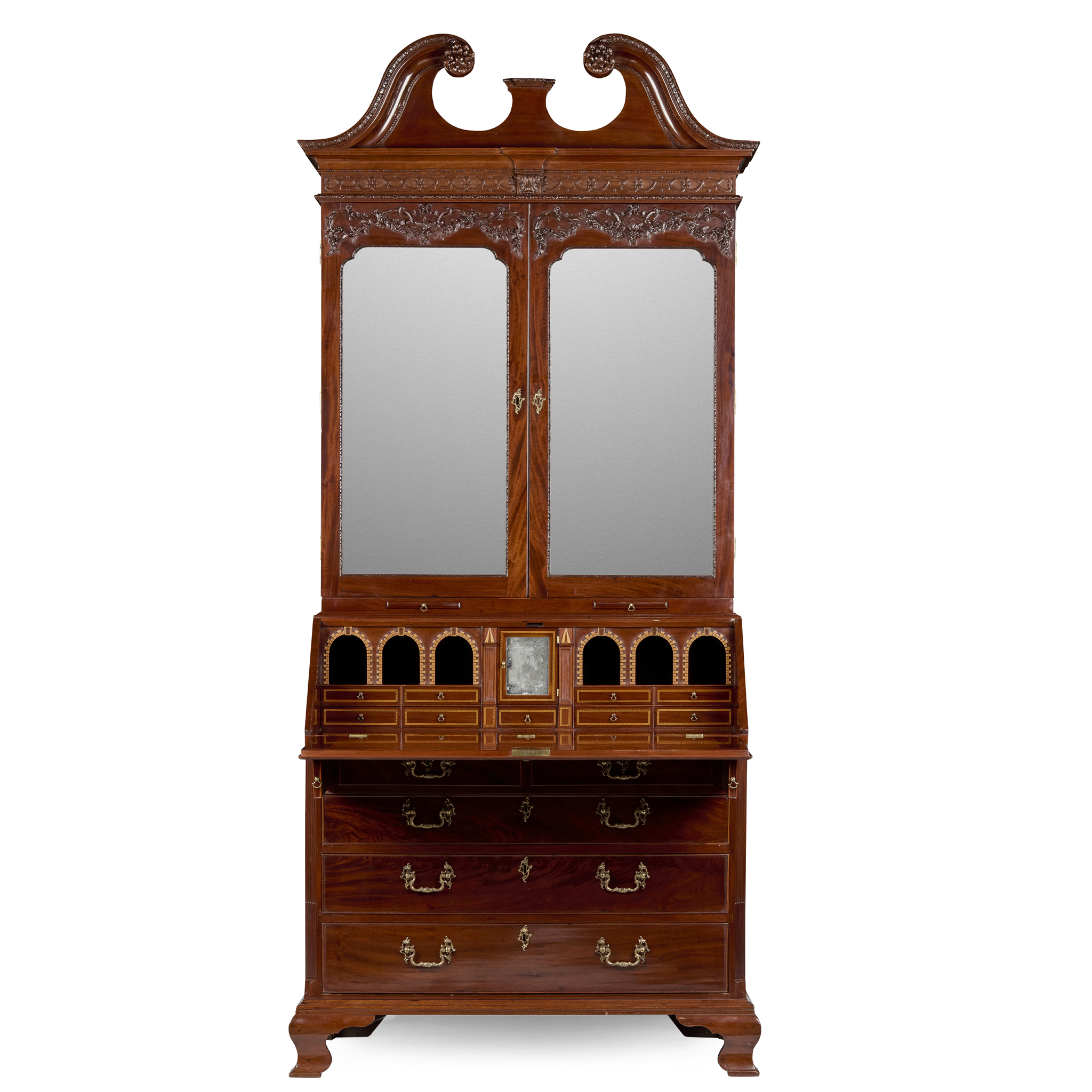 LATE GEORGE II MAHOGANY BUREAU BOOKCASE, IN THE MANNER OF WILLIAM VILE