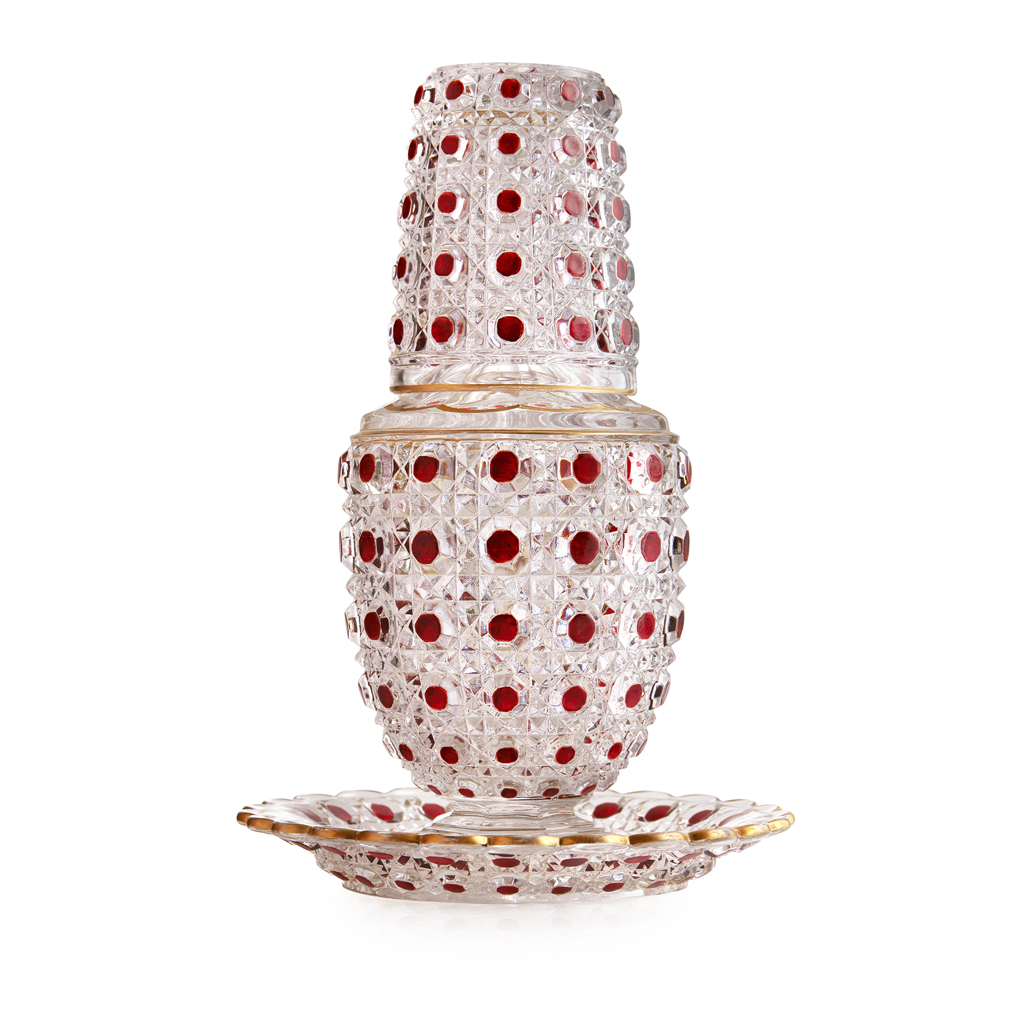 GROUP OF RUBY FLASH GLASSWARE