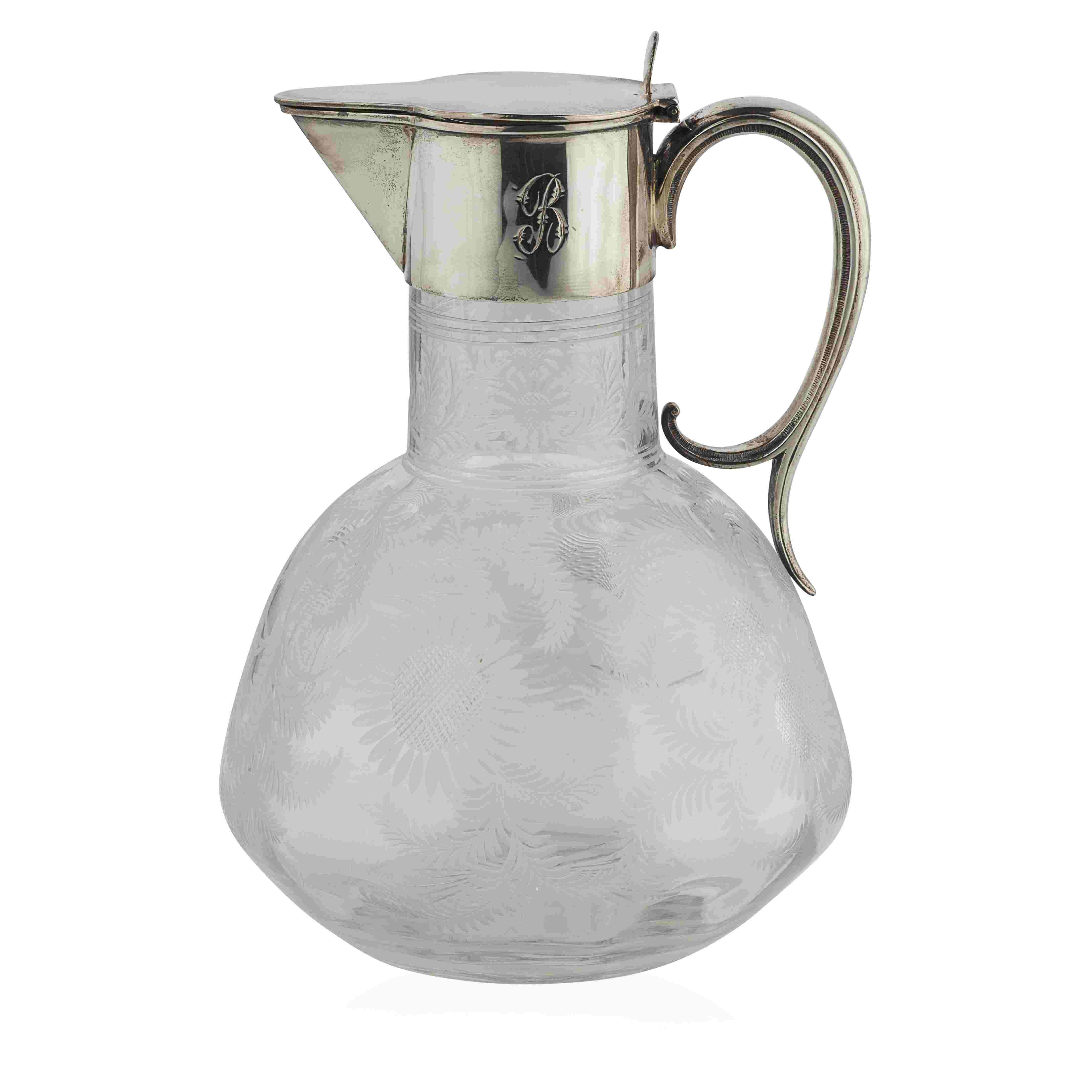 A late Victorian cut glass claret jug