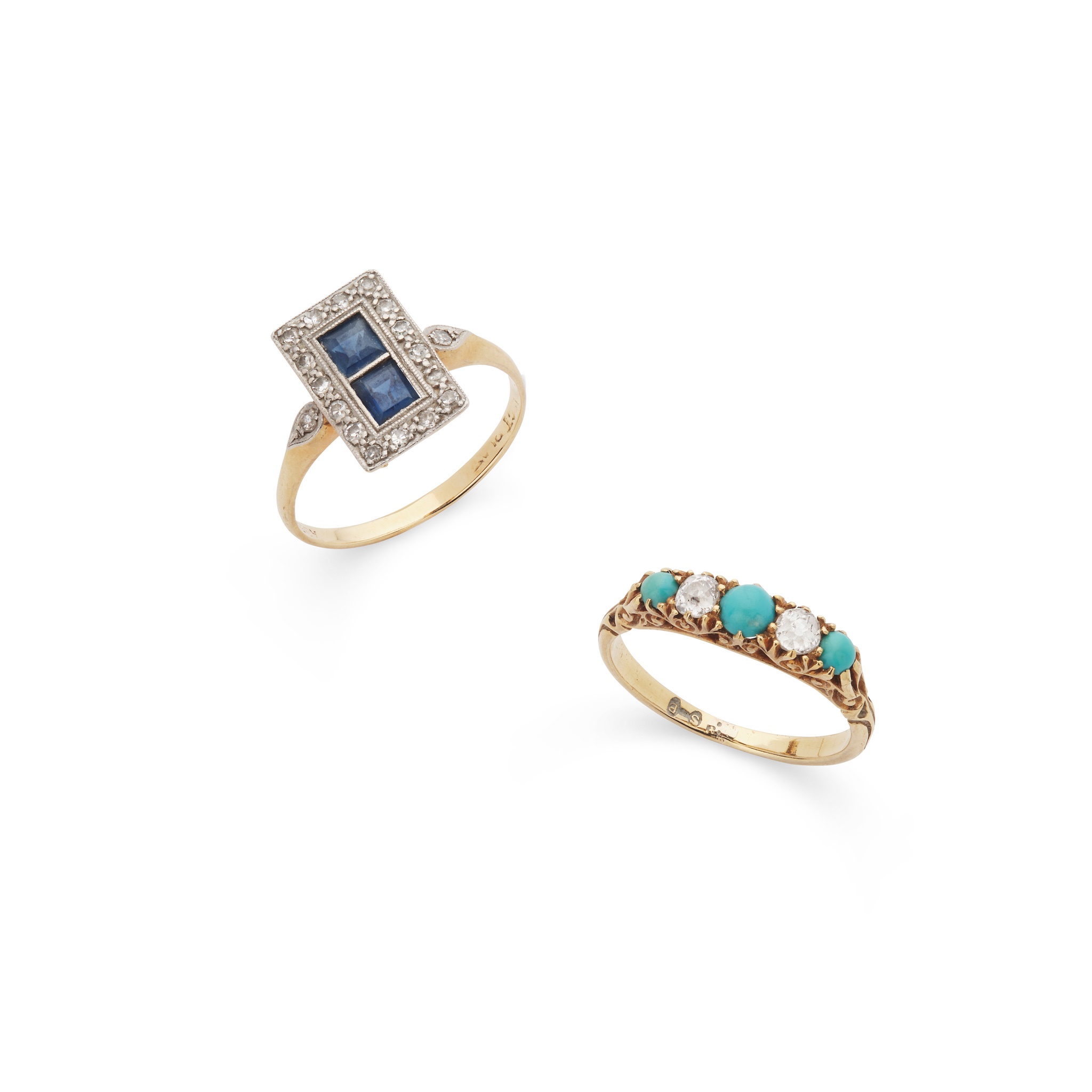 Two gem-set rings