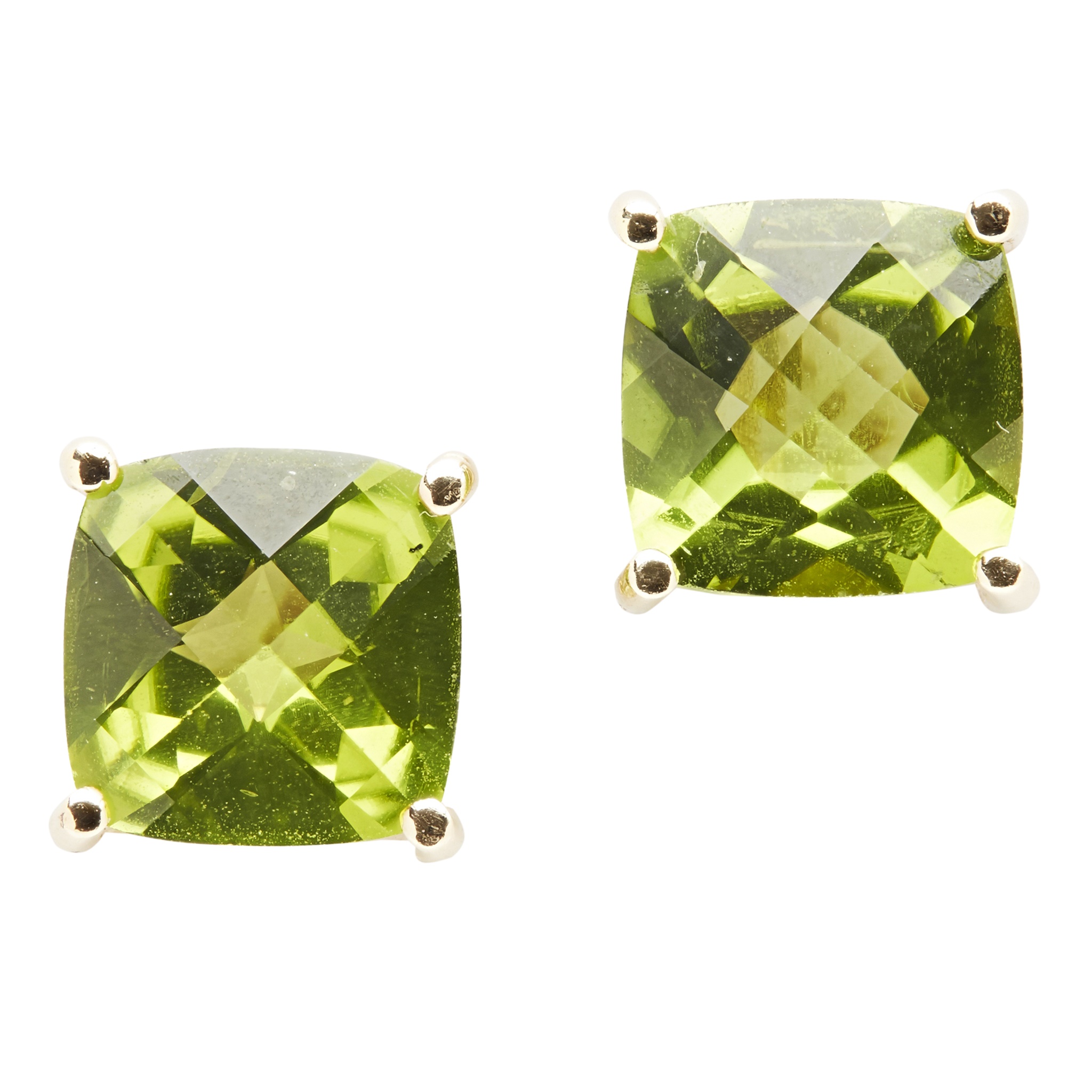 A pair of peridot set ear studs