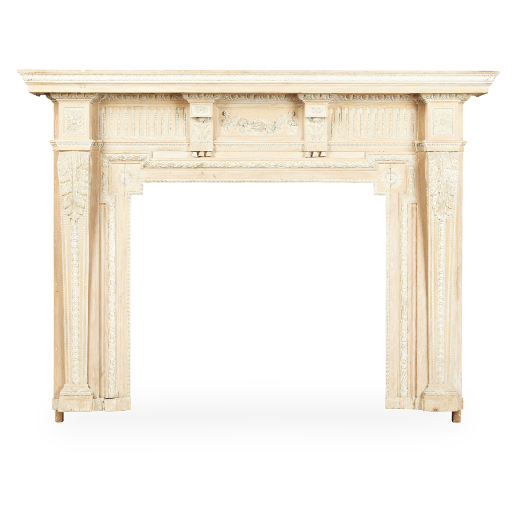 GEORGE II STYLE PINE AND GESSO FIRE SURROUND