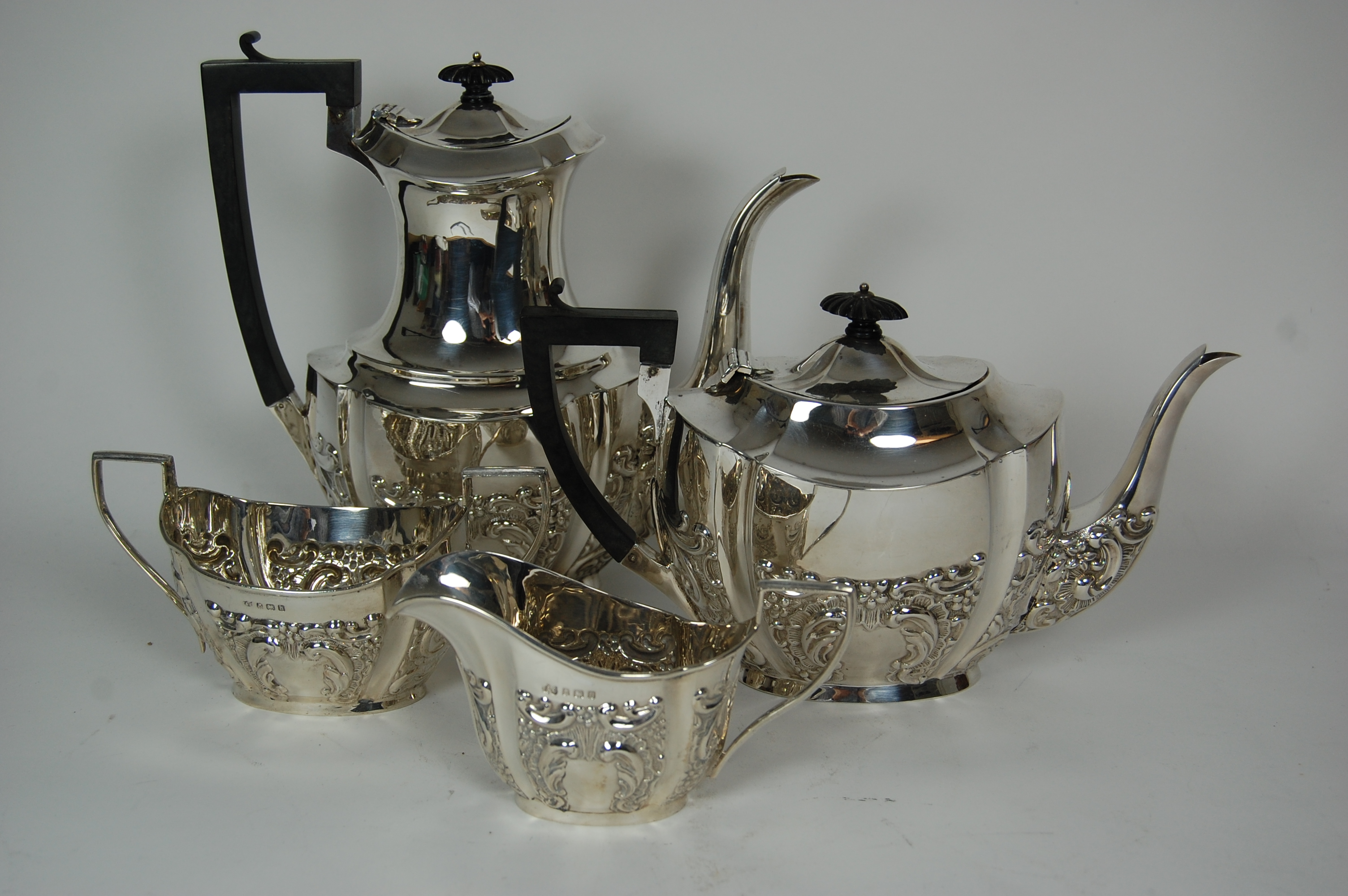 An Edwardian four piece tea and coffee service