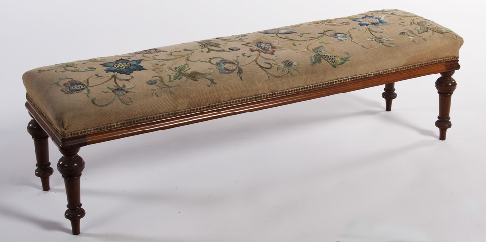 A Victorian mahogany long stool