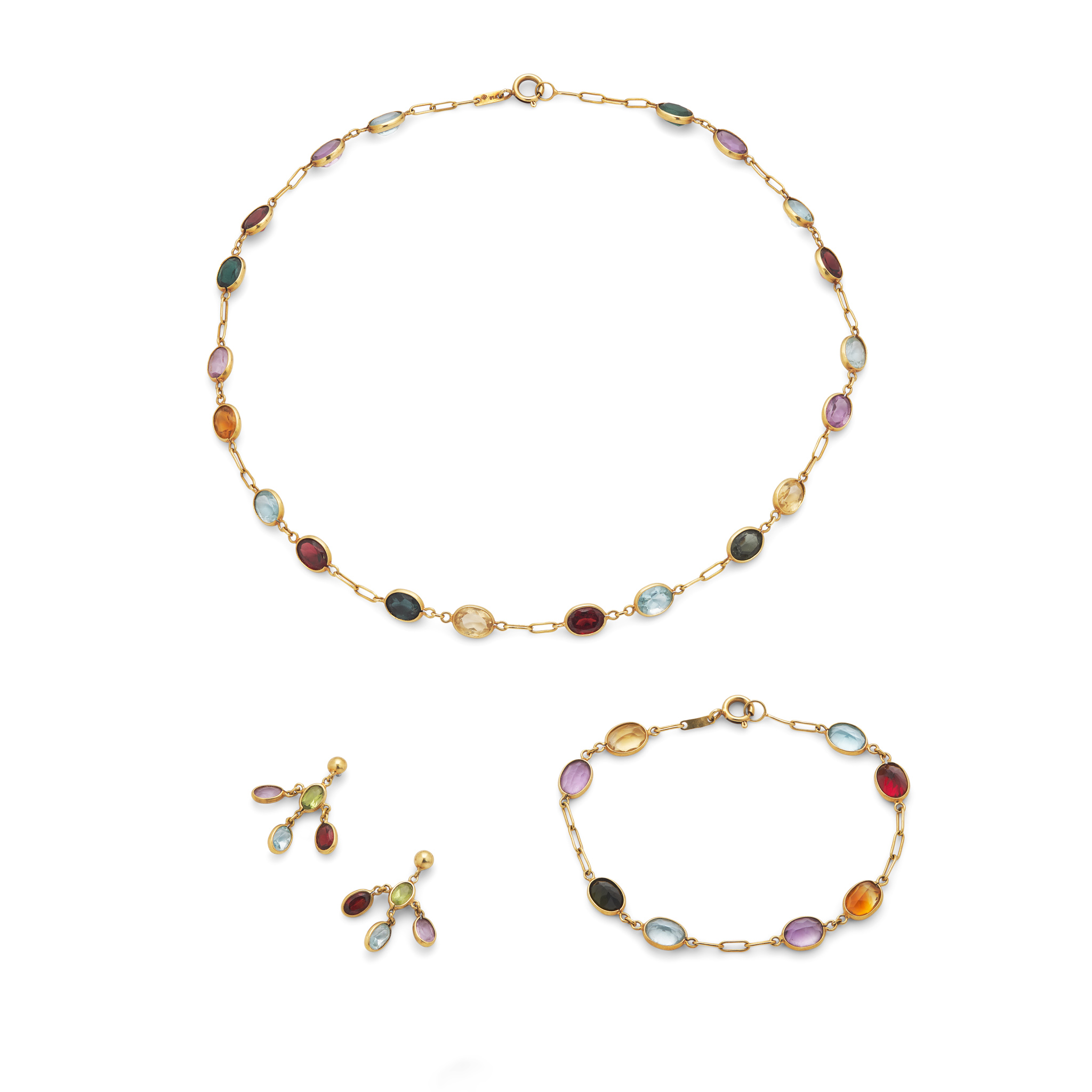 A part-suite of multi-gem jewellery