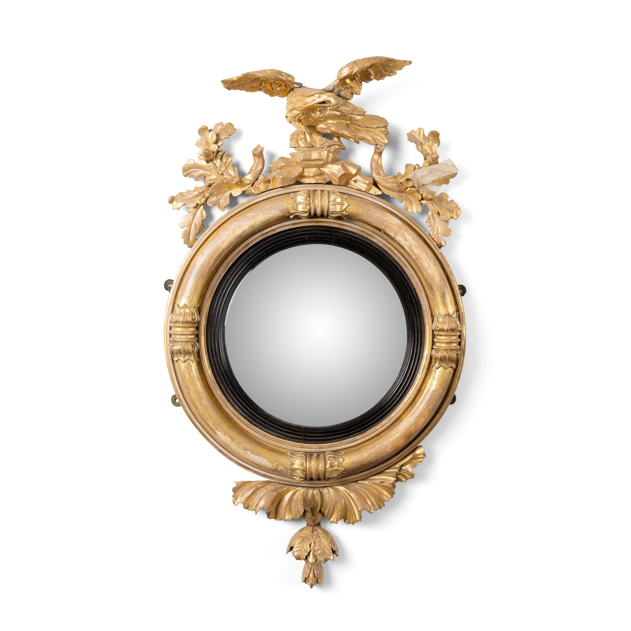 A REGENCY GILTWOOD CONVEX MIRROR