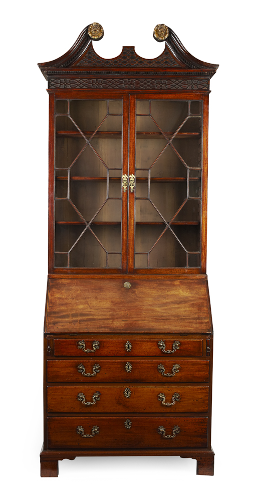 GEORGE III MAHOGANY BUREAU BOOKCASE
