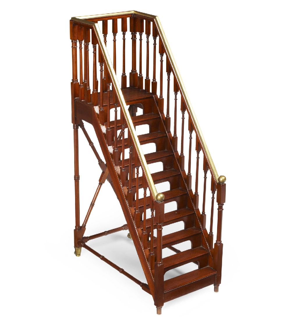 A set of Regency style mahogany miniature library steps Of recent manufacture