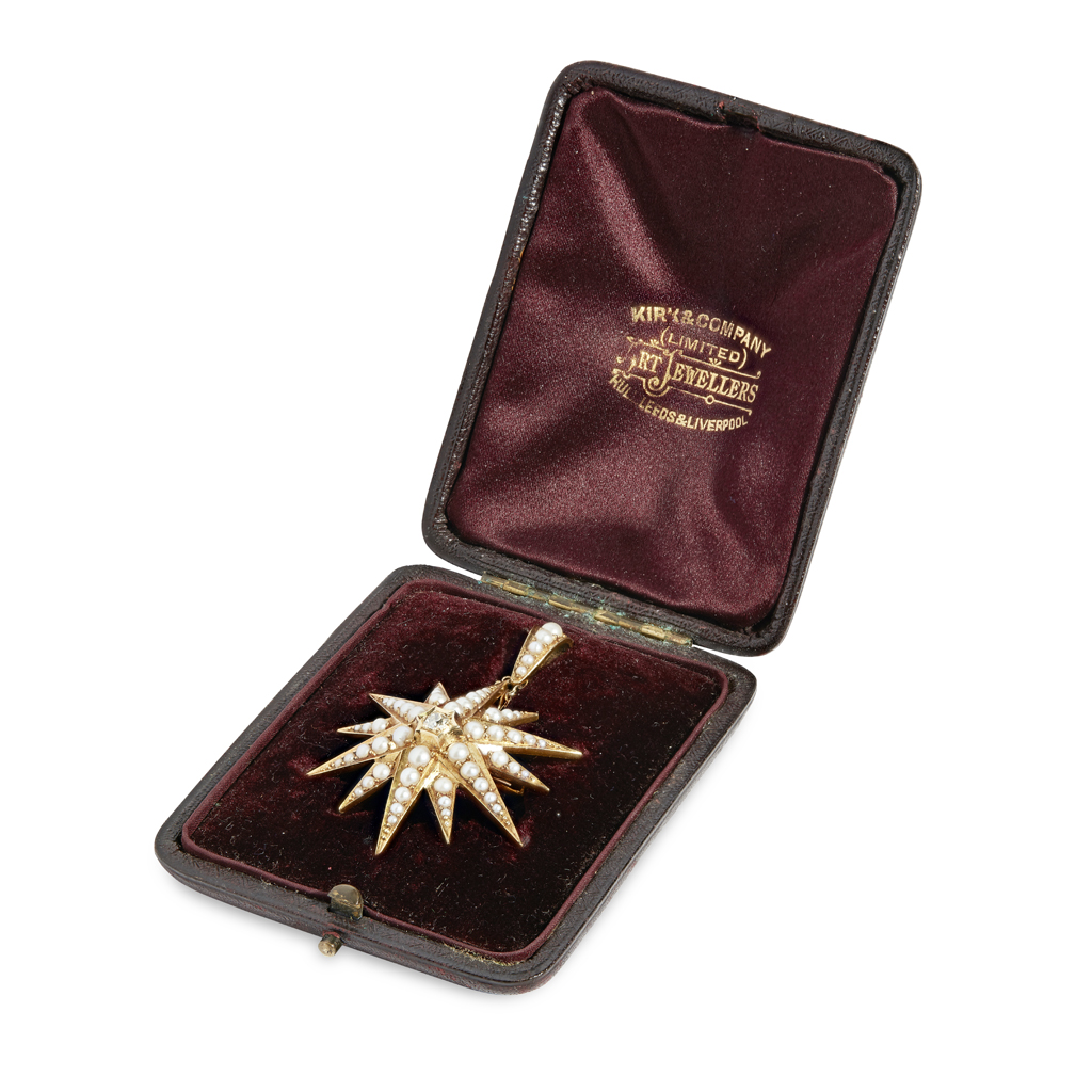 A Victorian pearl and diamond set star brooch