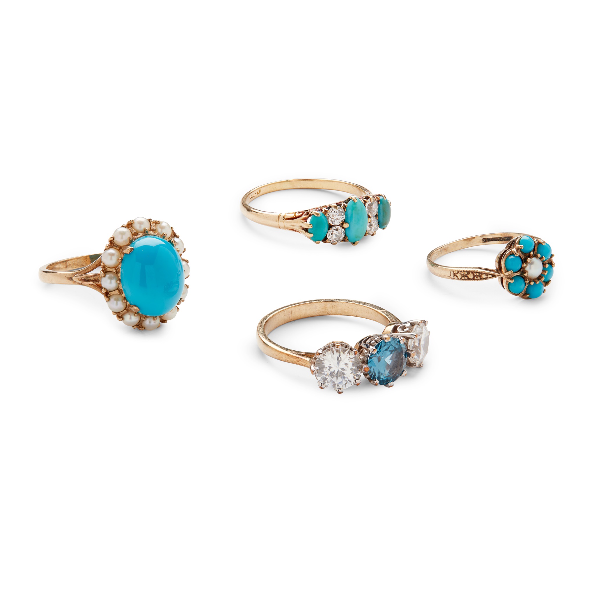 A collection of gem-set rings