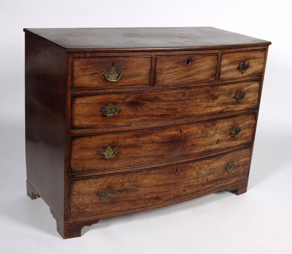 A George III bowfront mahogany chest