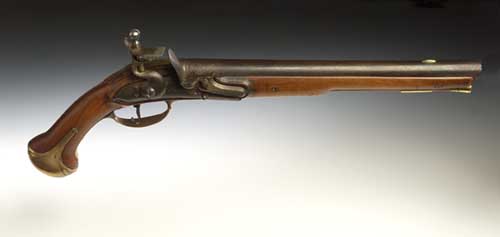 A continental early 18th century flintlock holster pistol,