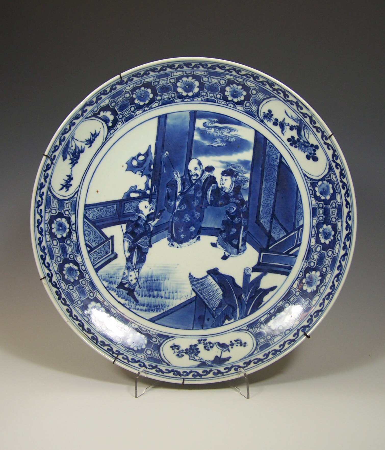 A Chinese blue and white charger,
