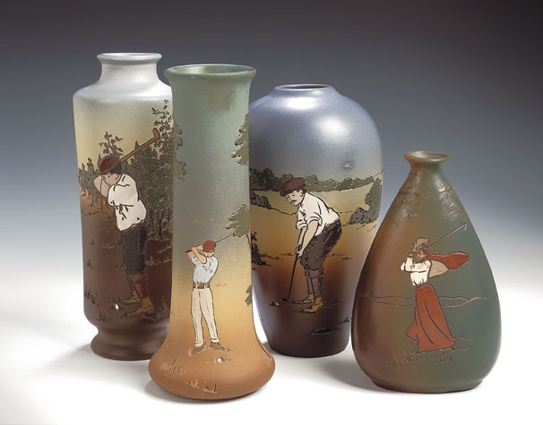 A Weller, Dickens Ware pottery vase,