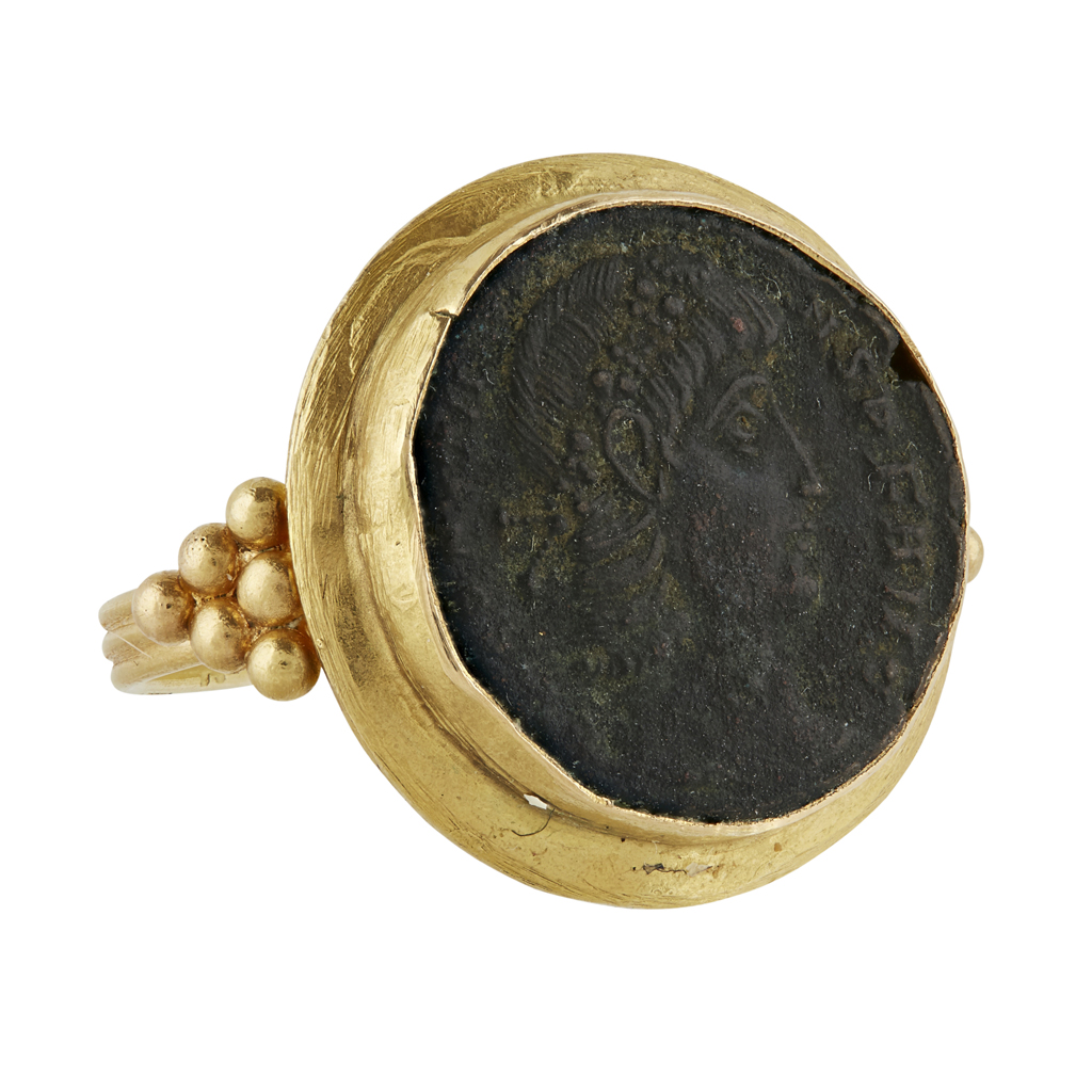 A Roman coin set revival ring