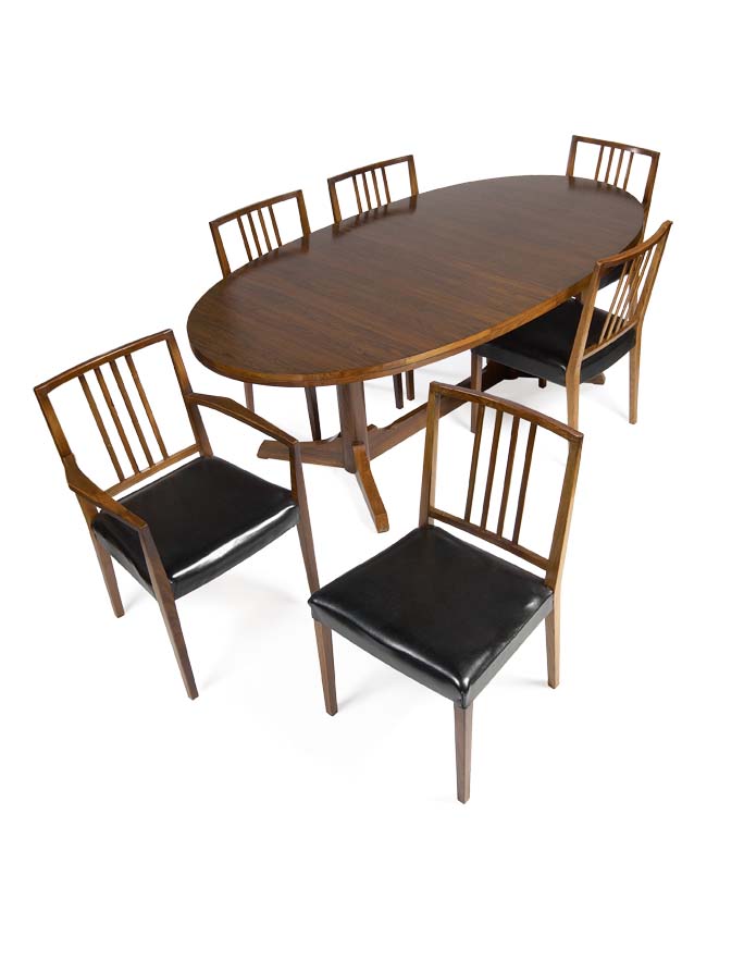 A late 20th century Scandinavian rosewood dining room suite