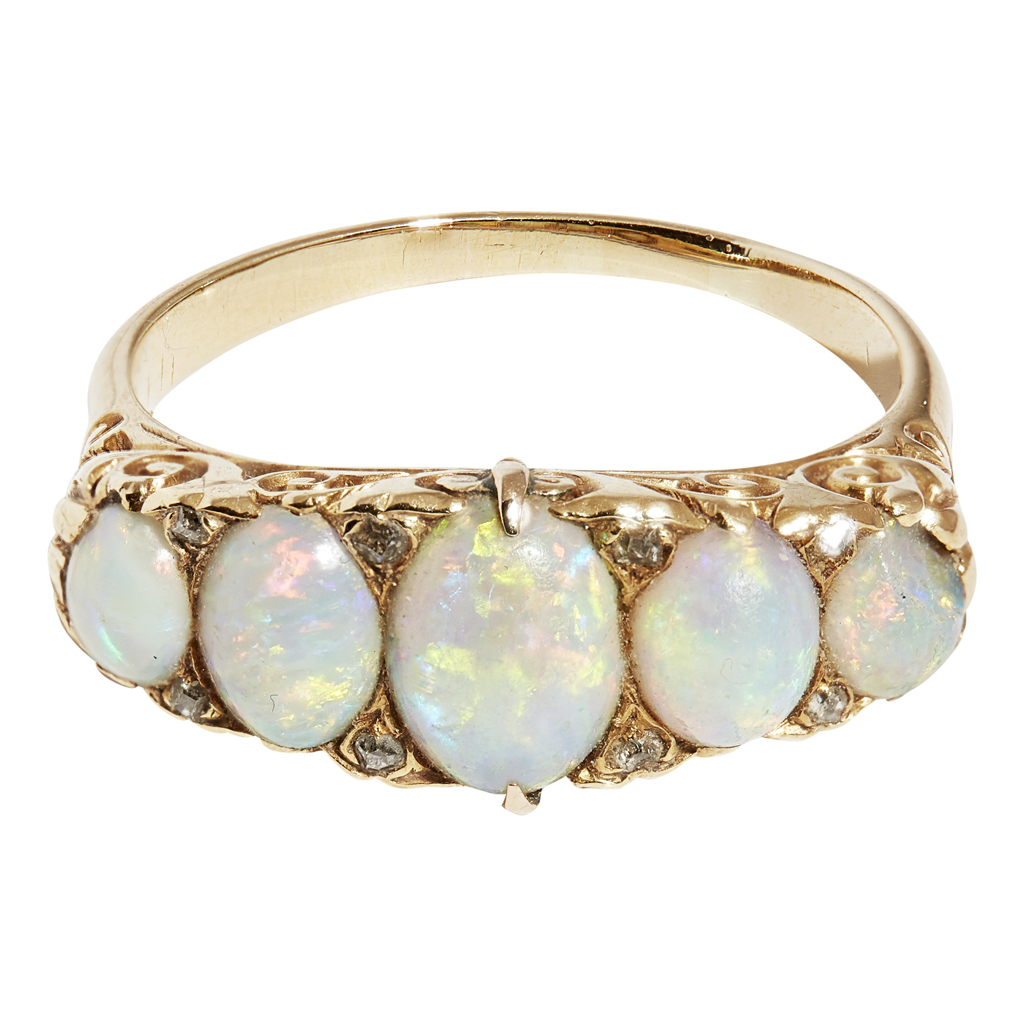 A Victorian opal and diamond set ring