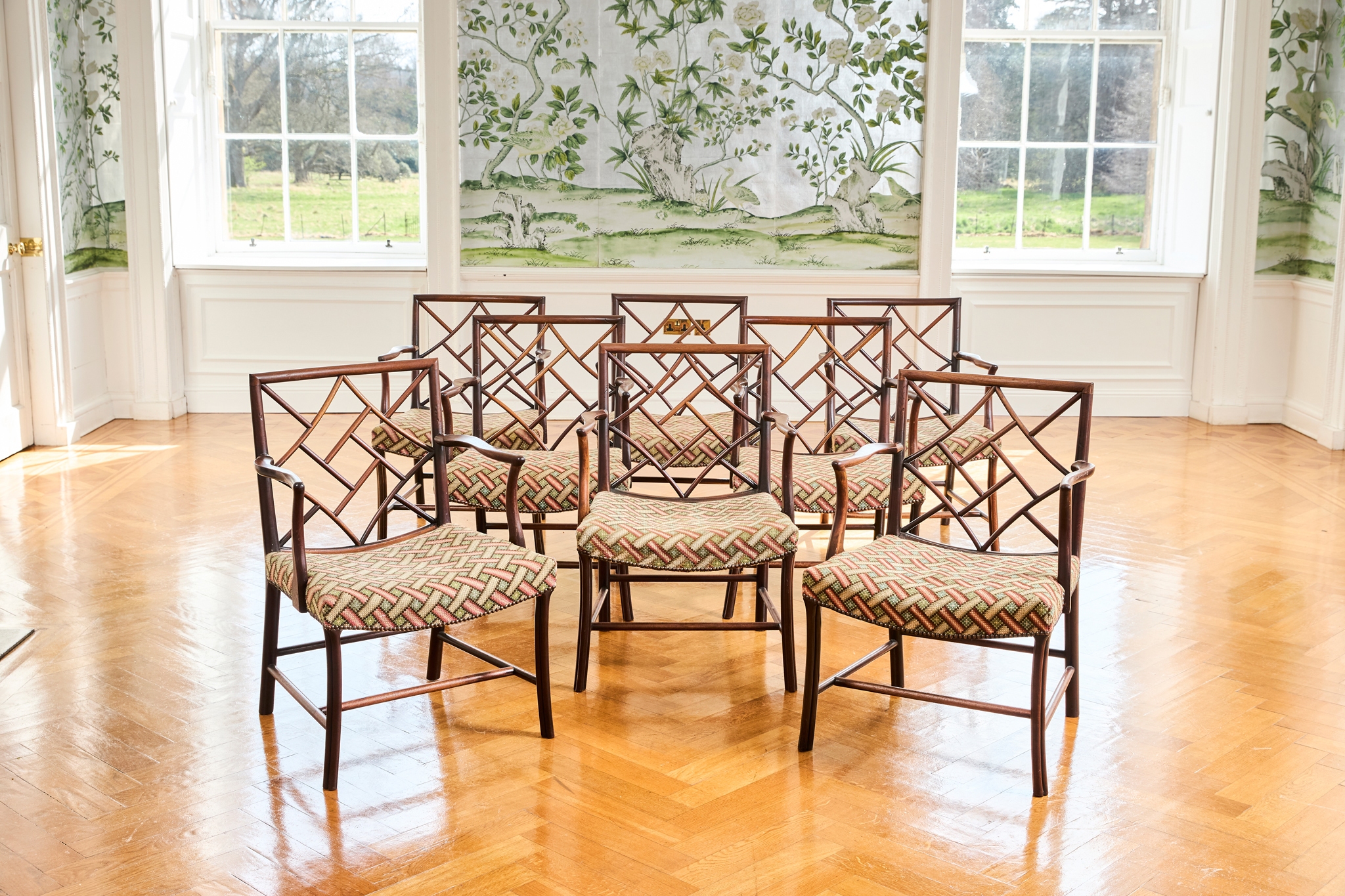 SET OF EIGHT SCOTTISH MAHOGANY 'COCKPEN' ARMCHAIRS