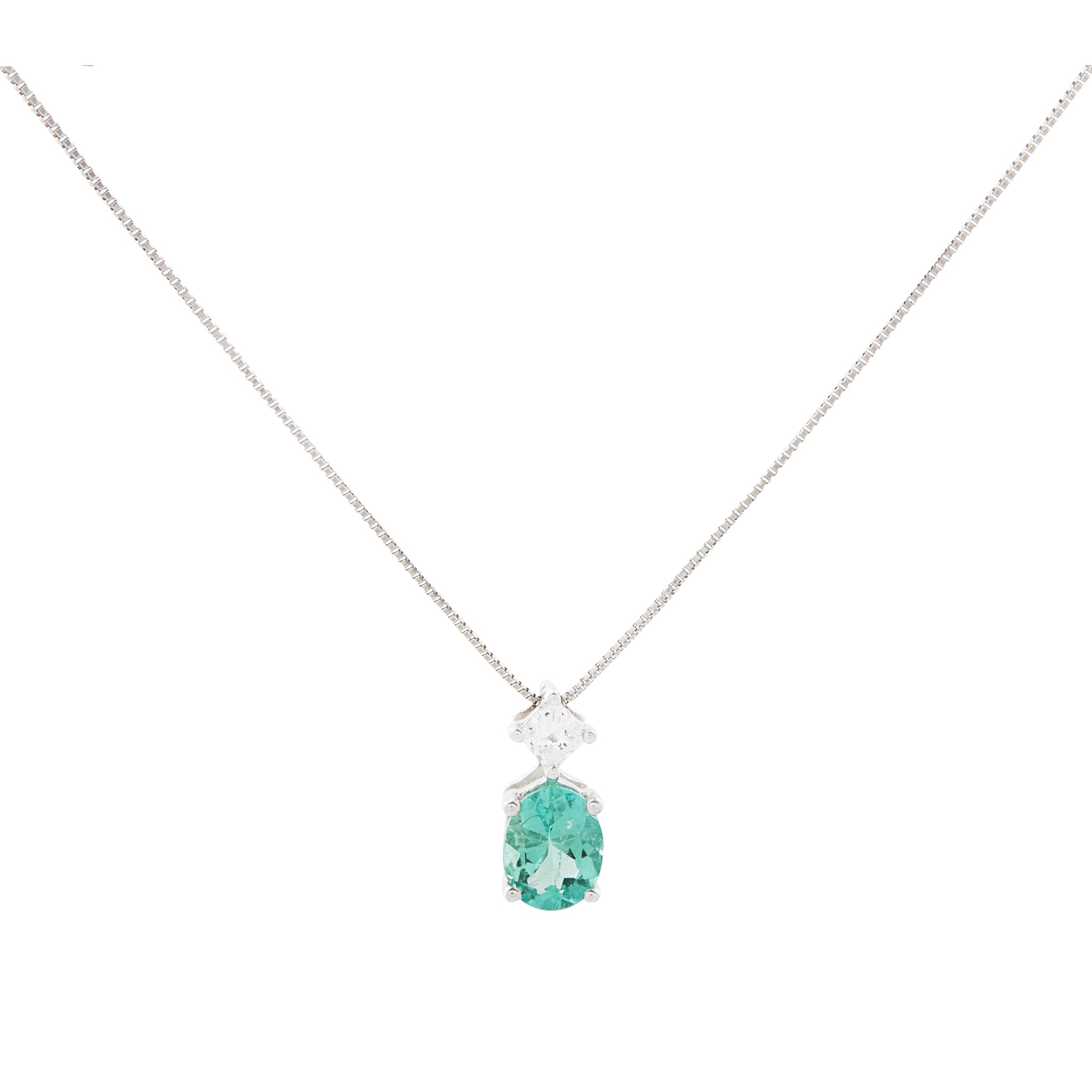 An emerald and diamond set pendant