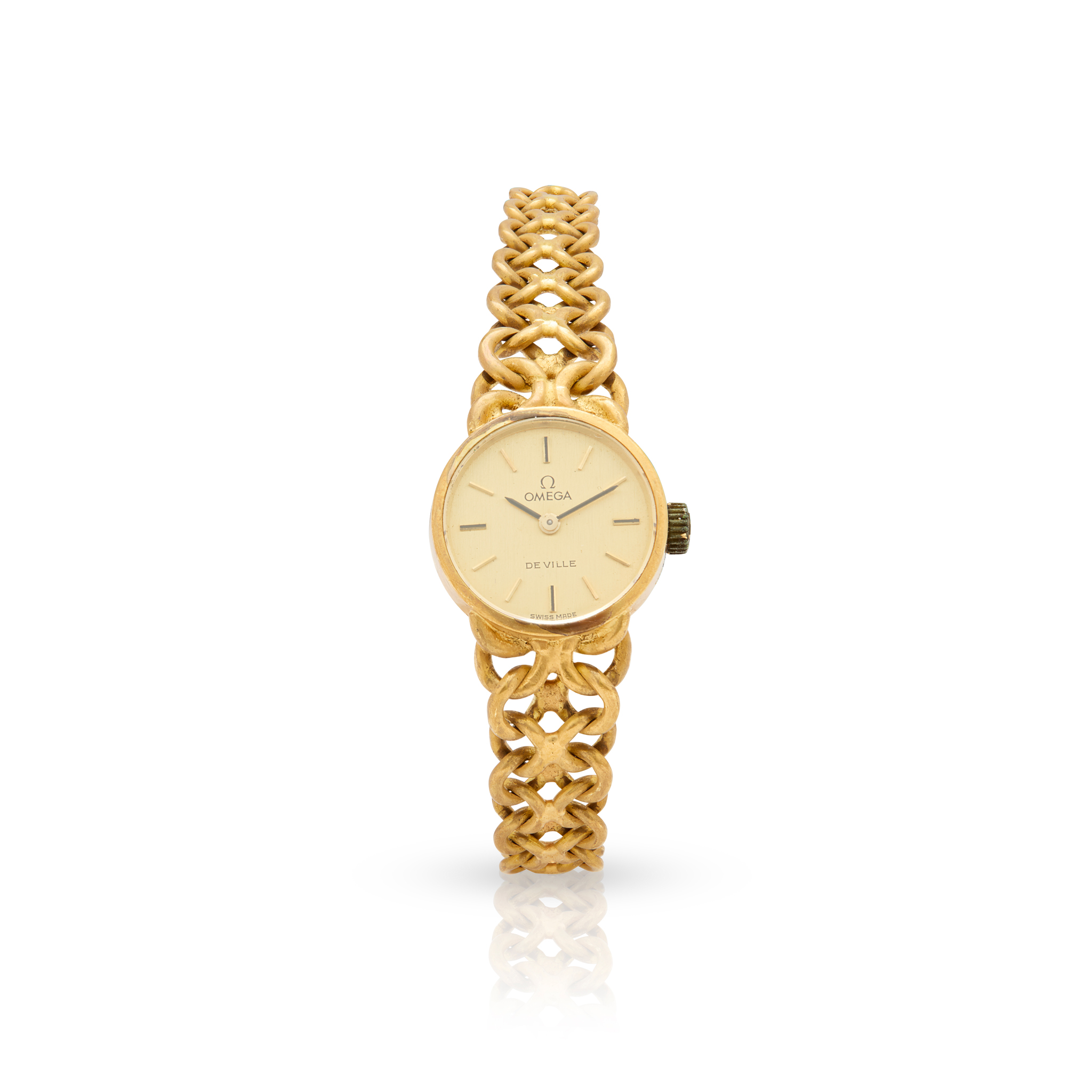 Omega. A Ladies 9k gold mechanical bracelet watch