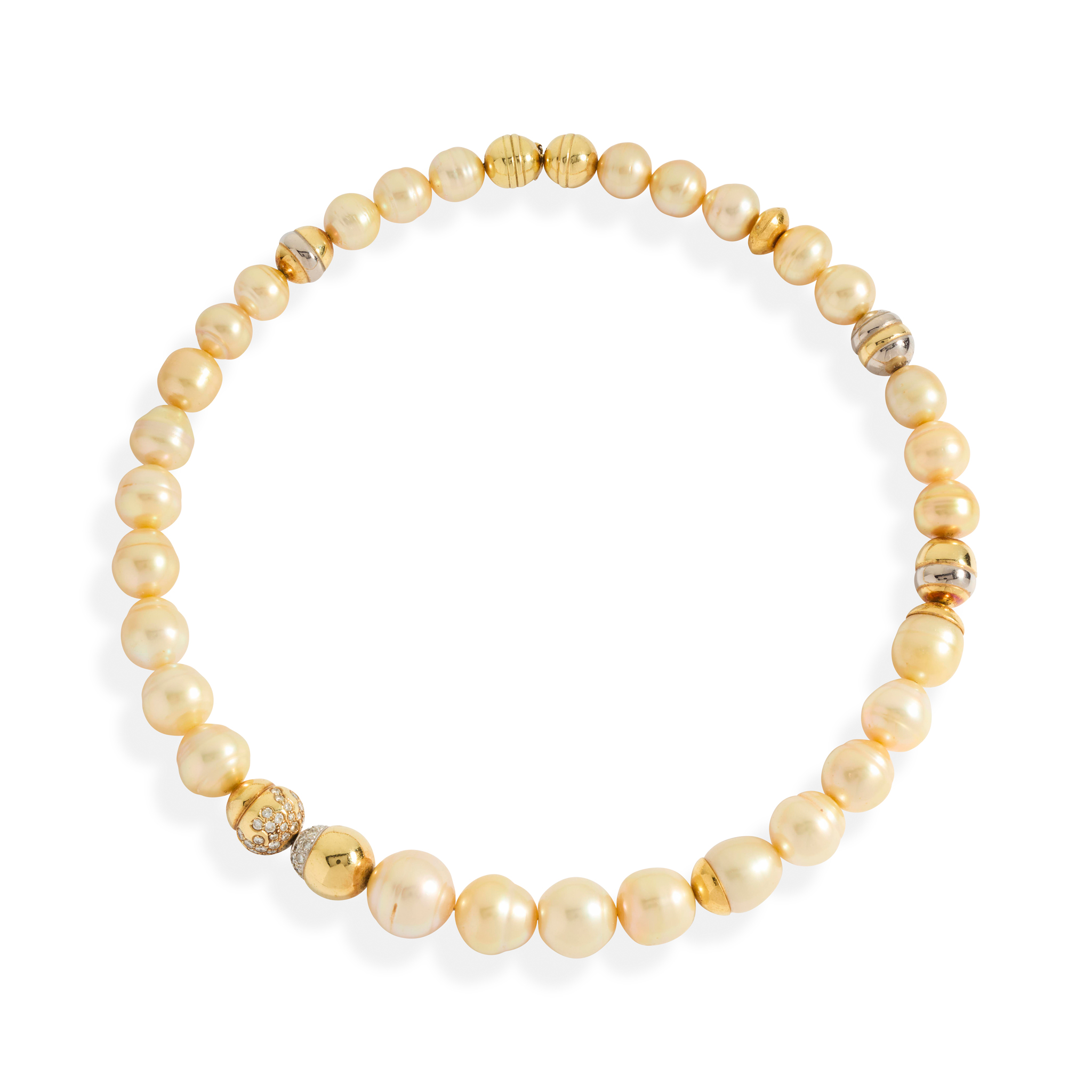 Attributed to Peter Plöderl: A golden South Sea pearl and diamond necklace