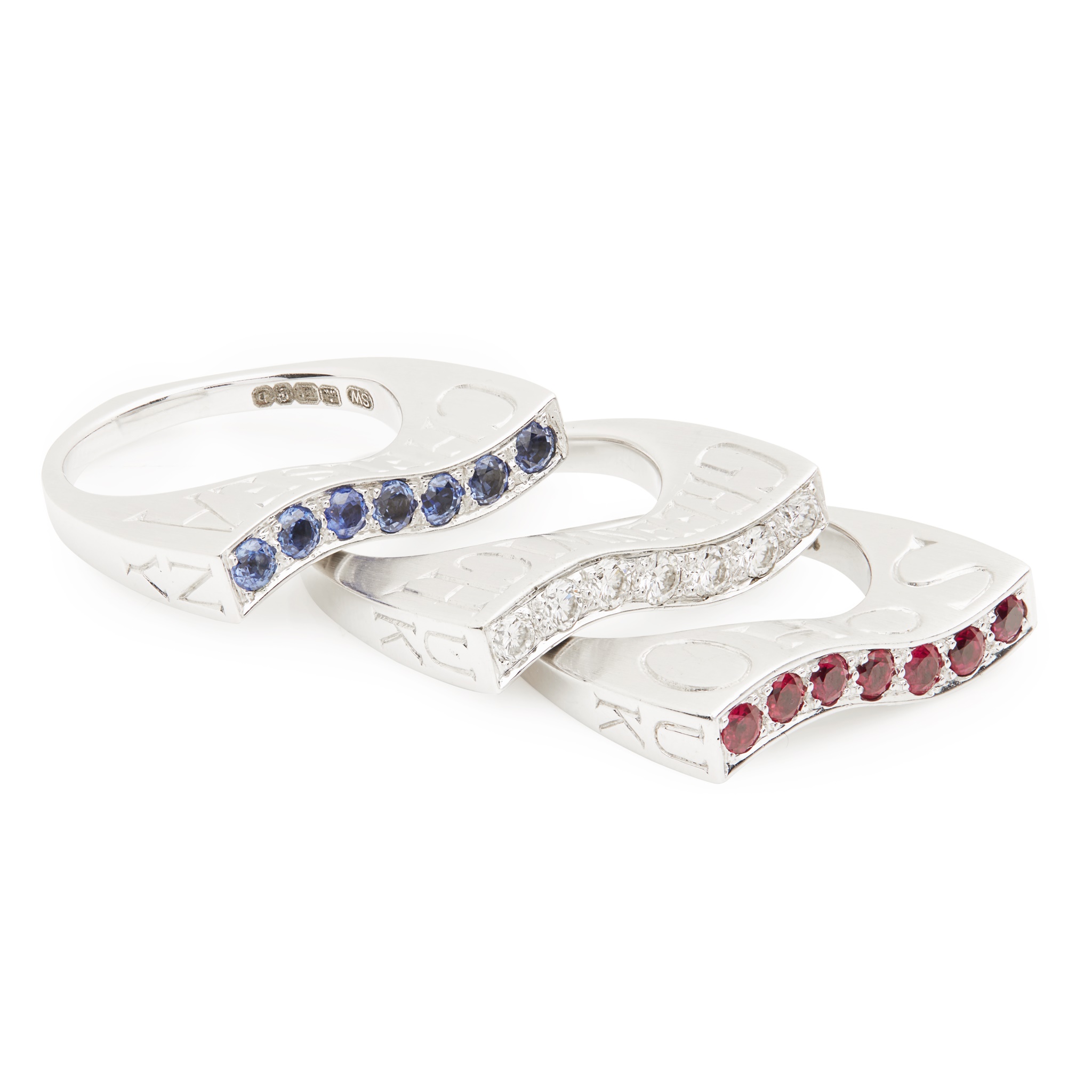 A set of multi-gem stackable rings, Stephen Webster