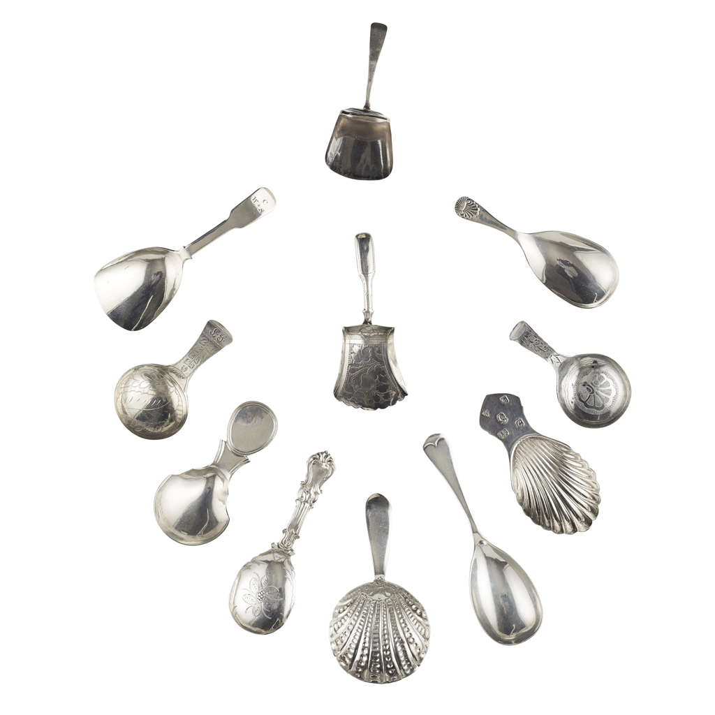 A collection of eleven various caddy spoons