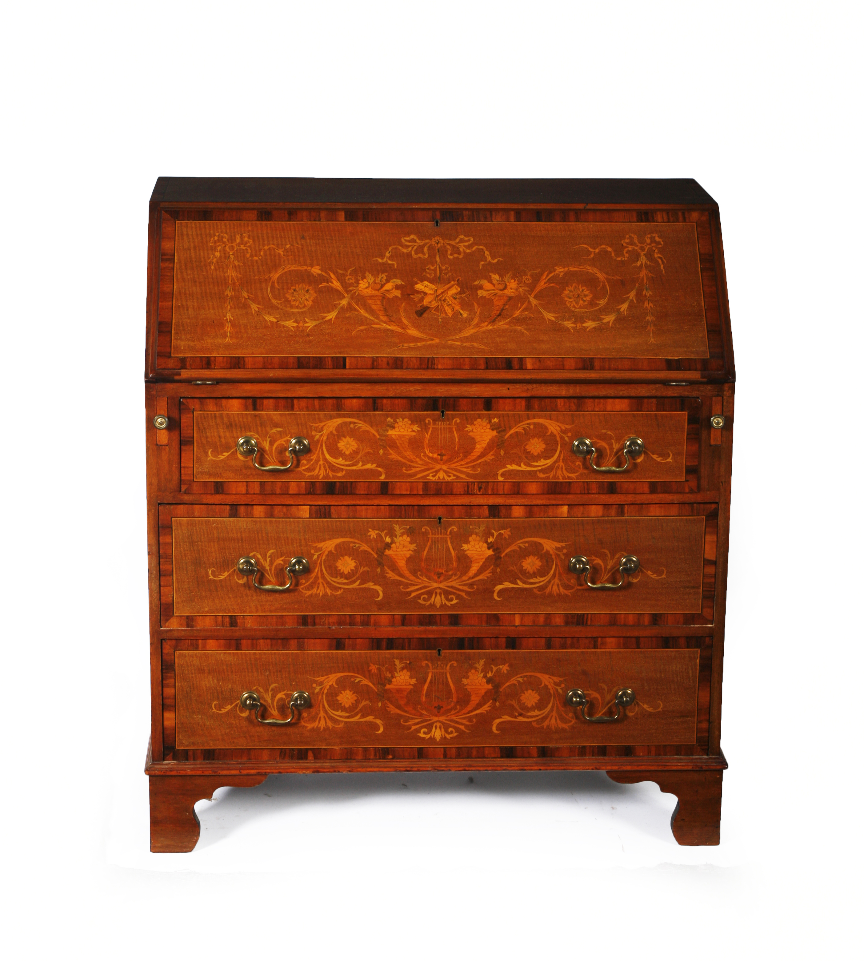 SATINWOOD AND ROSEWOOD MARQUETRY BUREAU