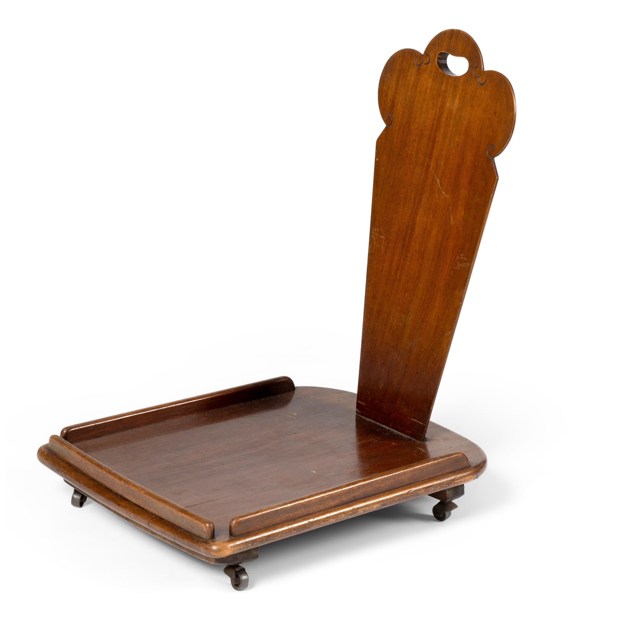 A MAHOGANY LIBRARY/ CELLAR TROLLY