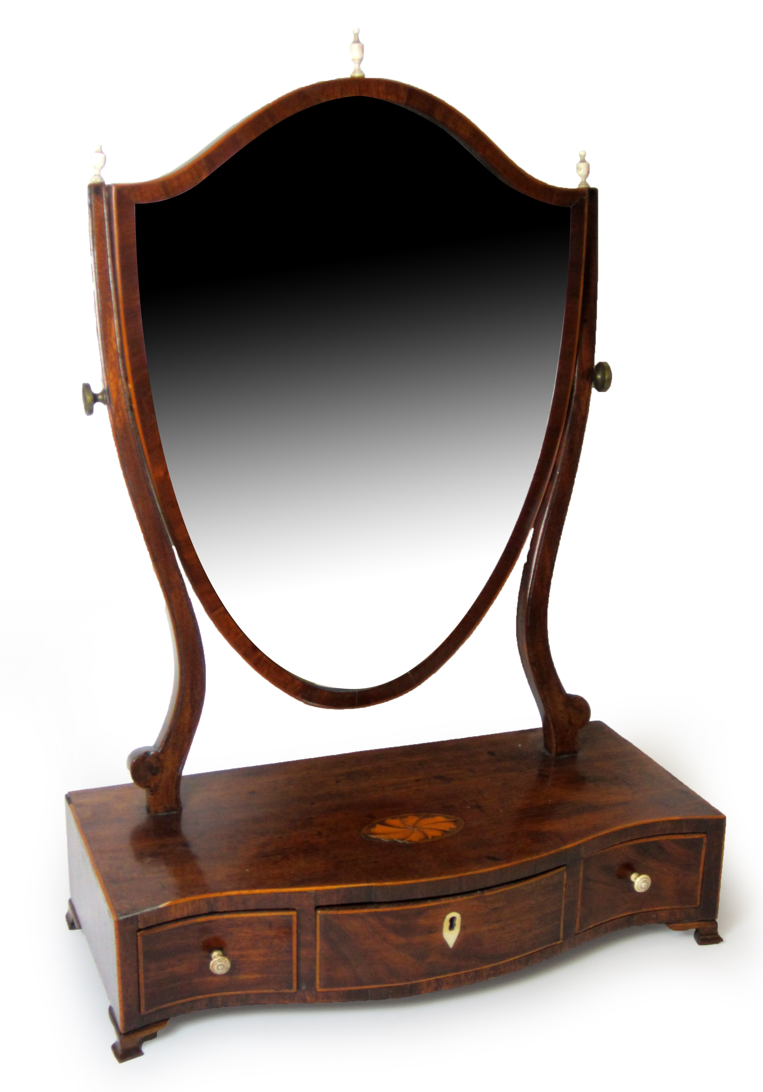 MAHOGANY SHIELD SHAPED DRESSING MIRROR