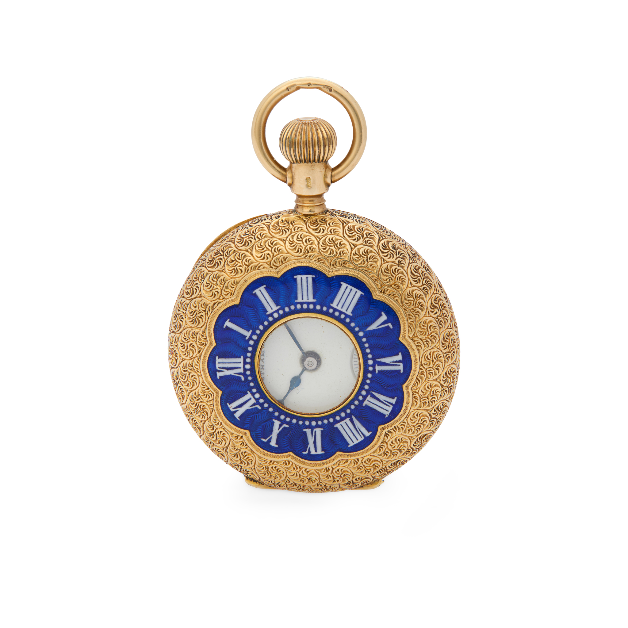 American Watch Co. A fine 18k gold, enamel and stone set mechanical fob watch