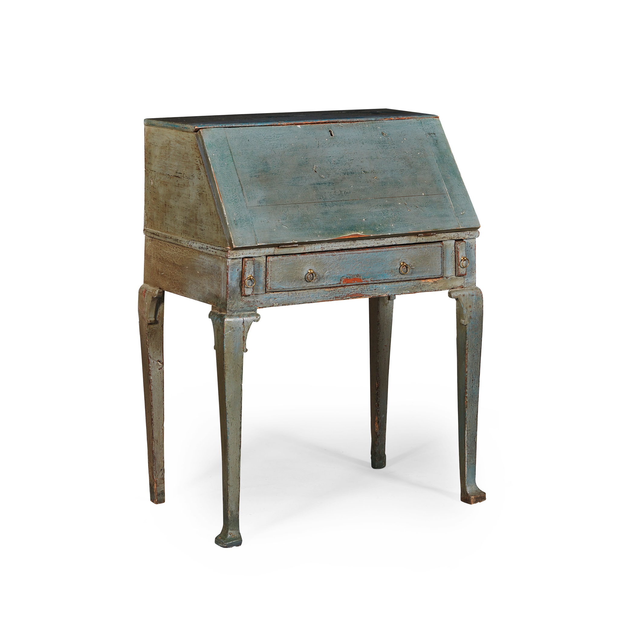 EARLY GEORGIAN PROVINCIAL BLUE-PAINTED PINE BUREAU