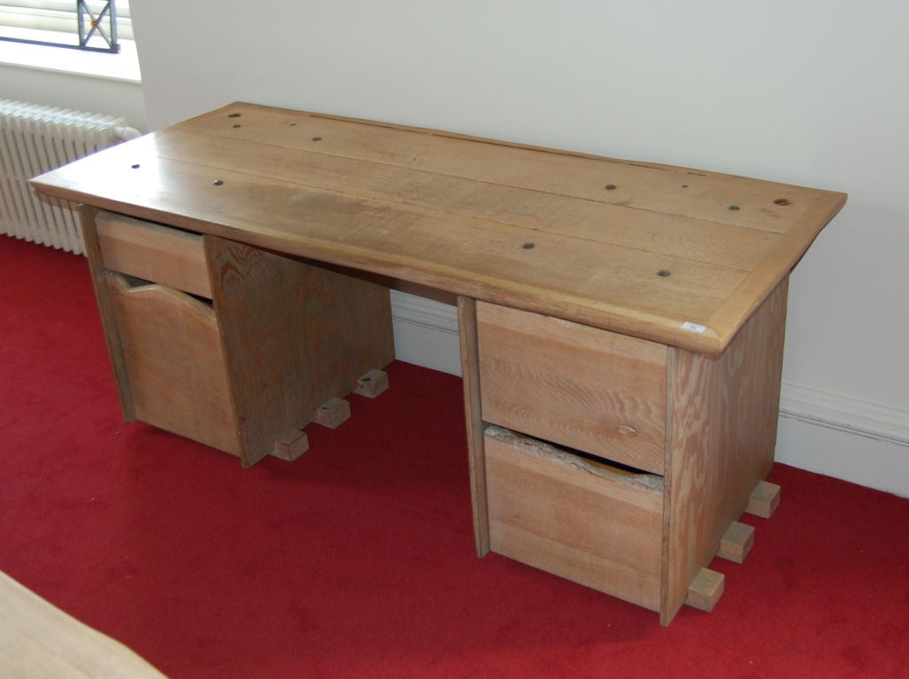 OAK TWIN PEDESTAL DESK