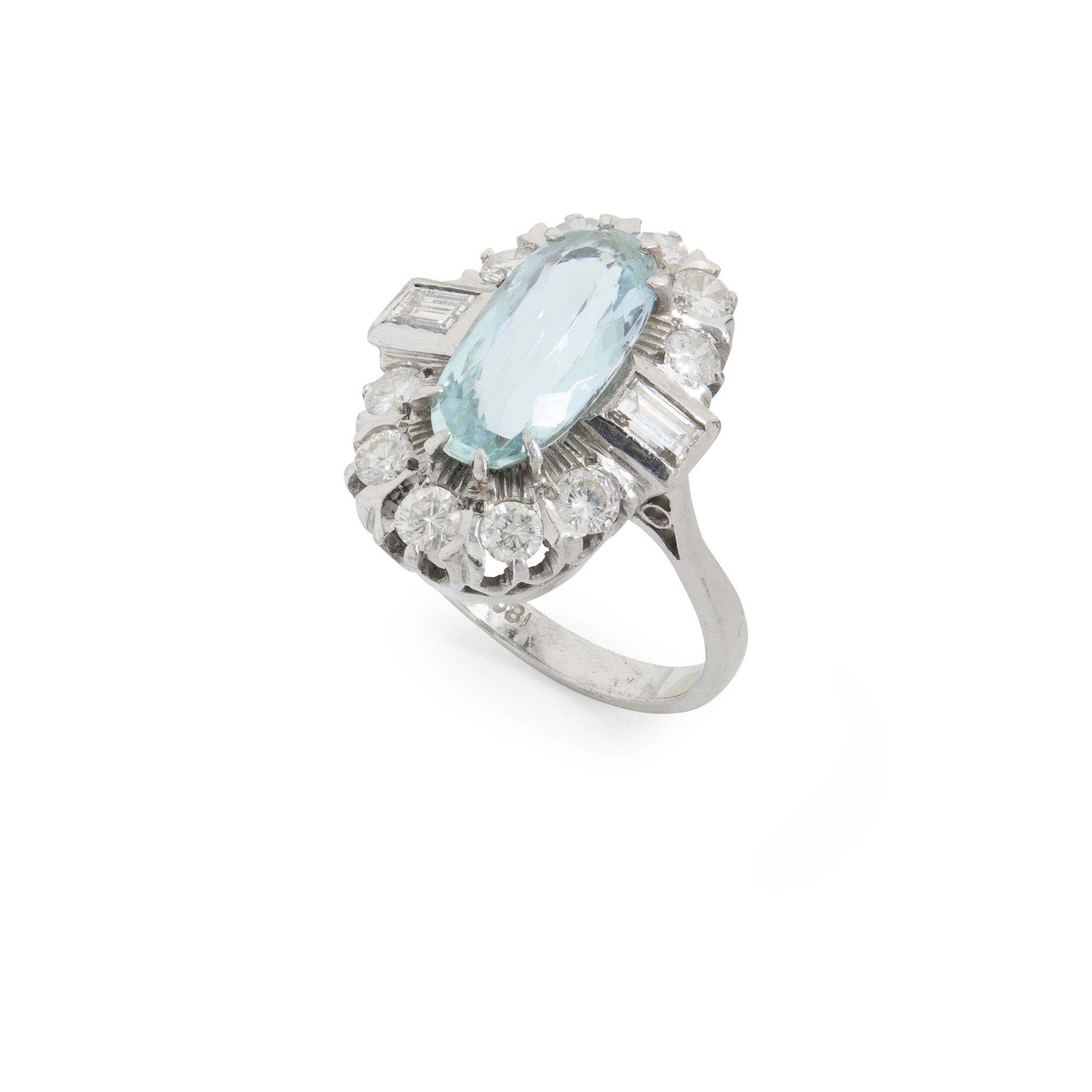 An aquamarine and diamond cluster ring