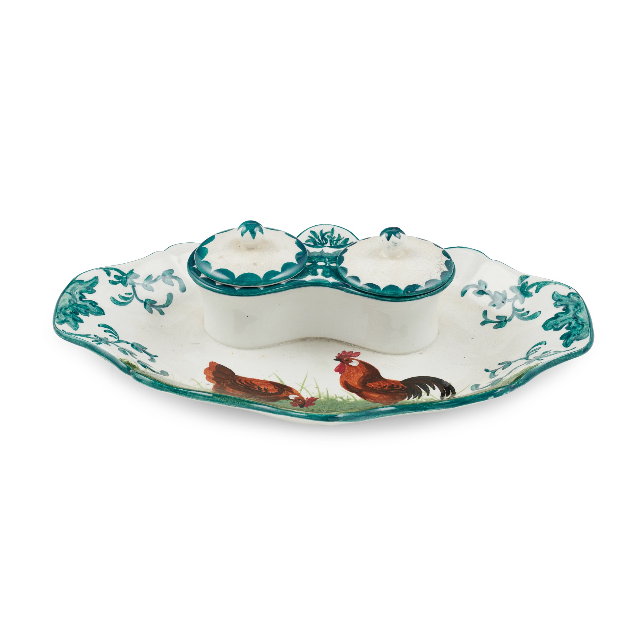 A WEMYSS WARE DOUBLE VICTORIA INKWELL