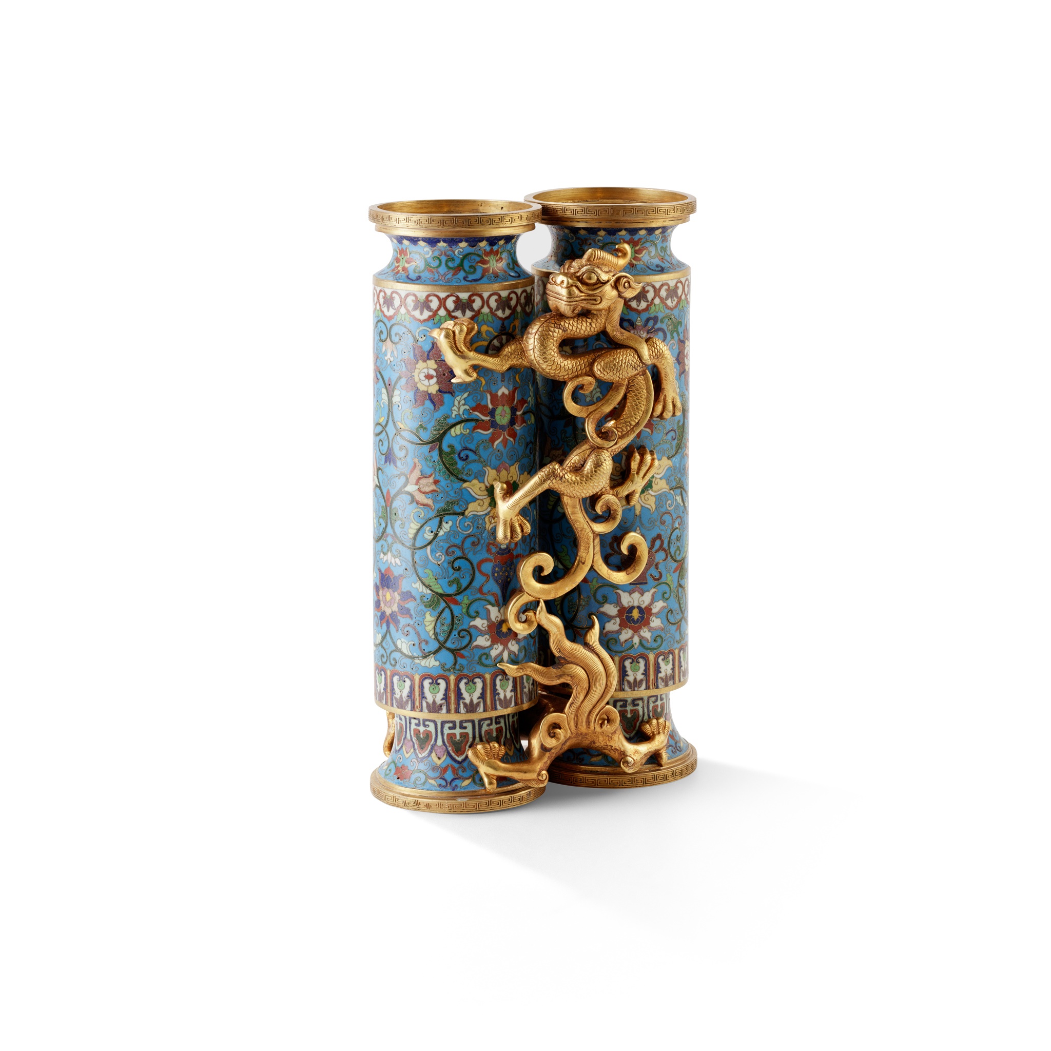 GILT-BRONZE CLOISONNÉ ENAMEL CHAMPION VASE