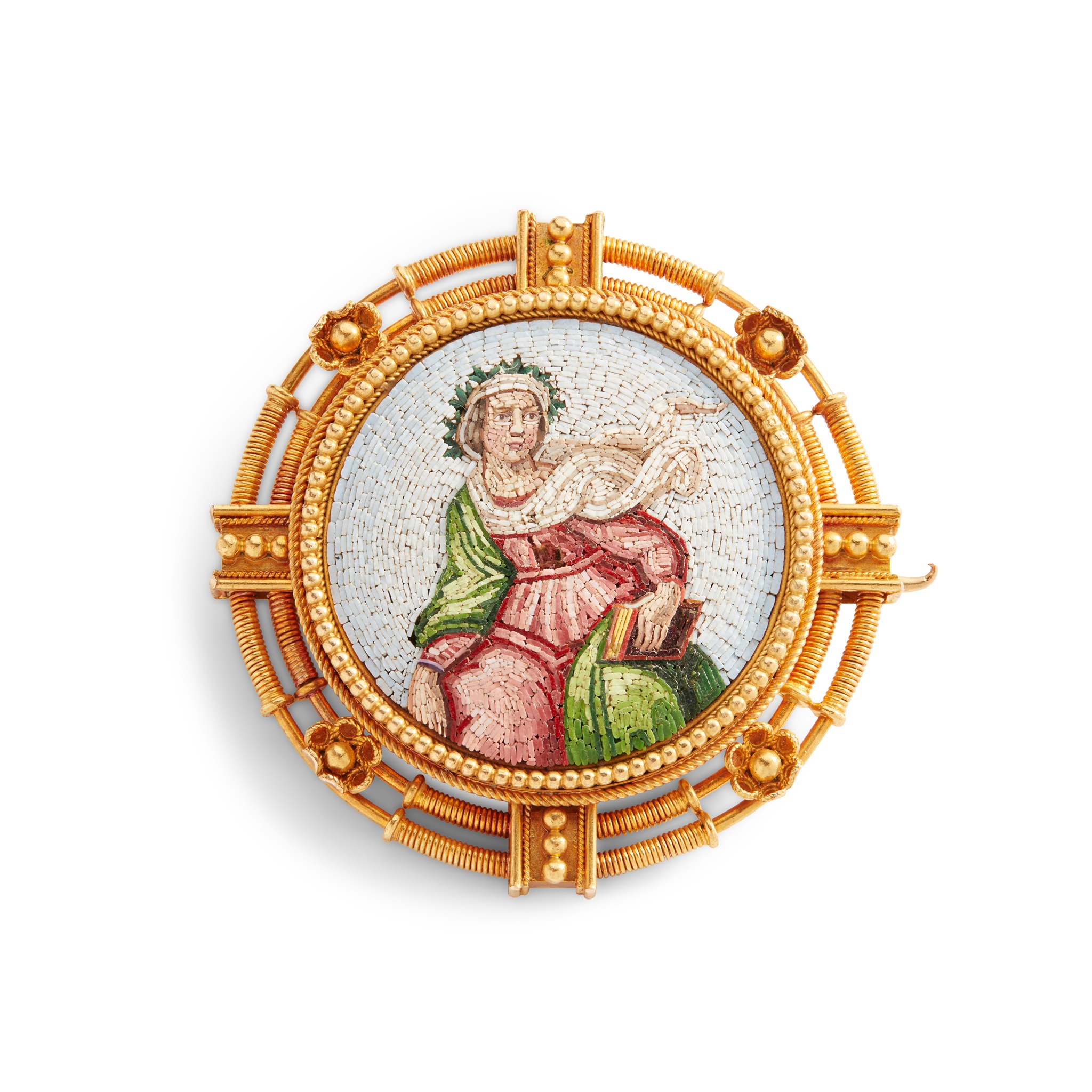 A mid/late 19th-century Etruscan revival micro-mosaic brooch