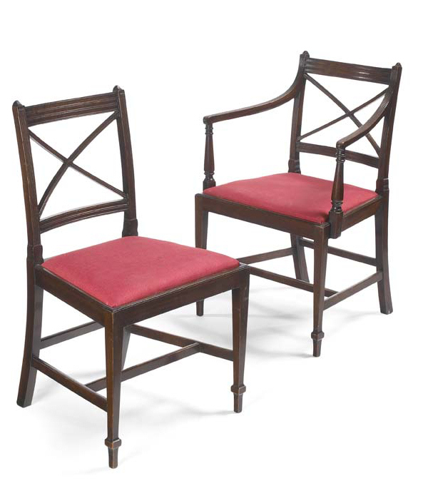 A set of eight 19th century mahogany 'cross-stick' dining chairs