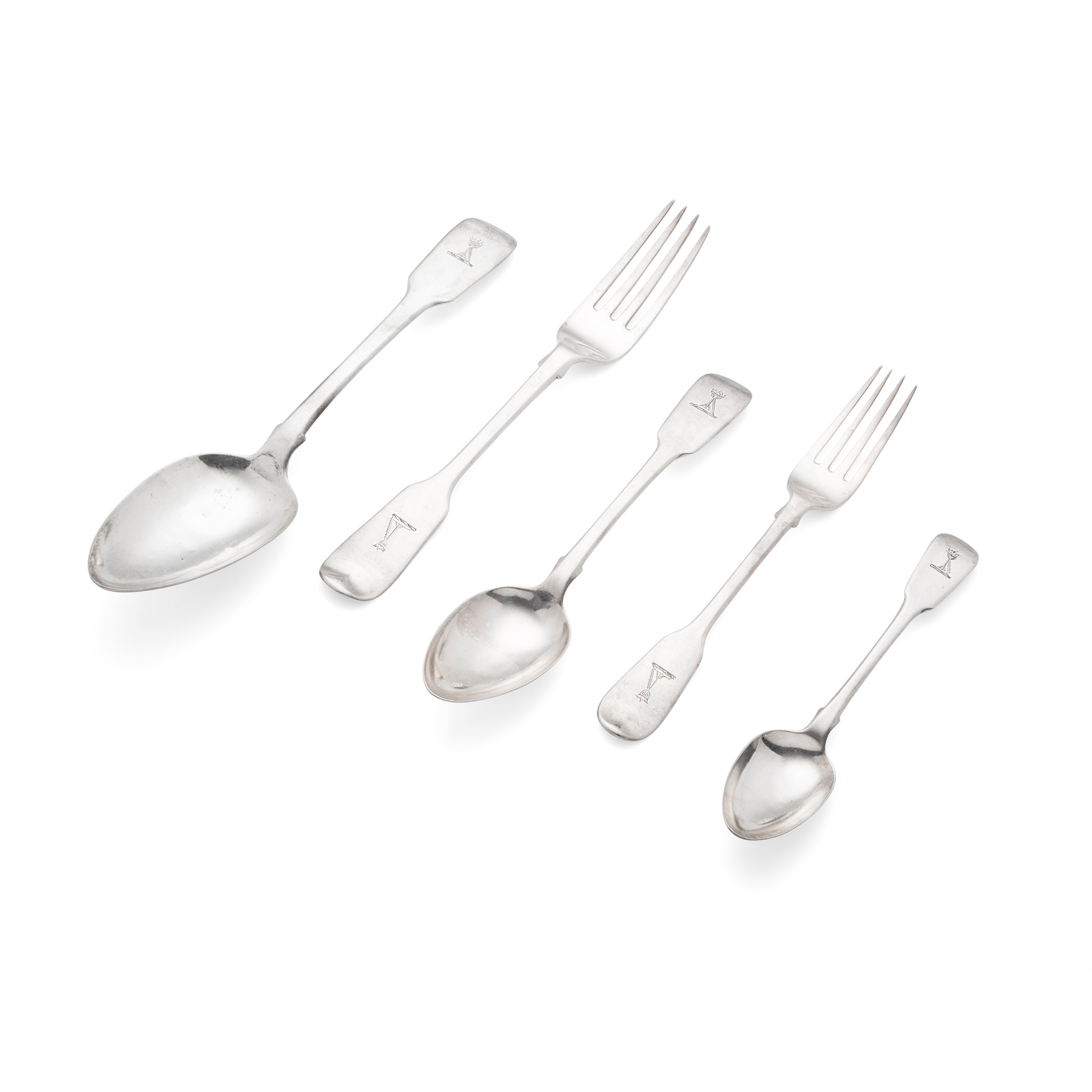 A collection of Fiddle pattern flatware