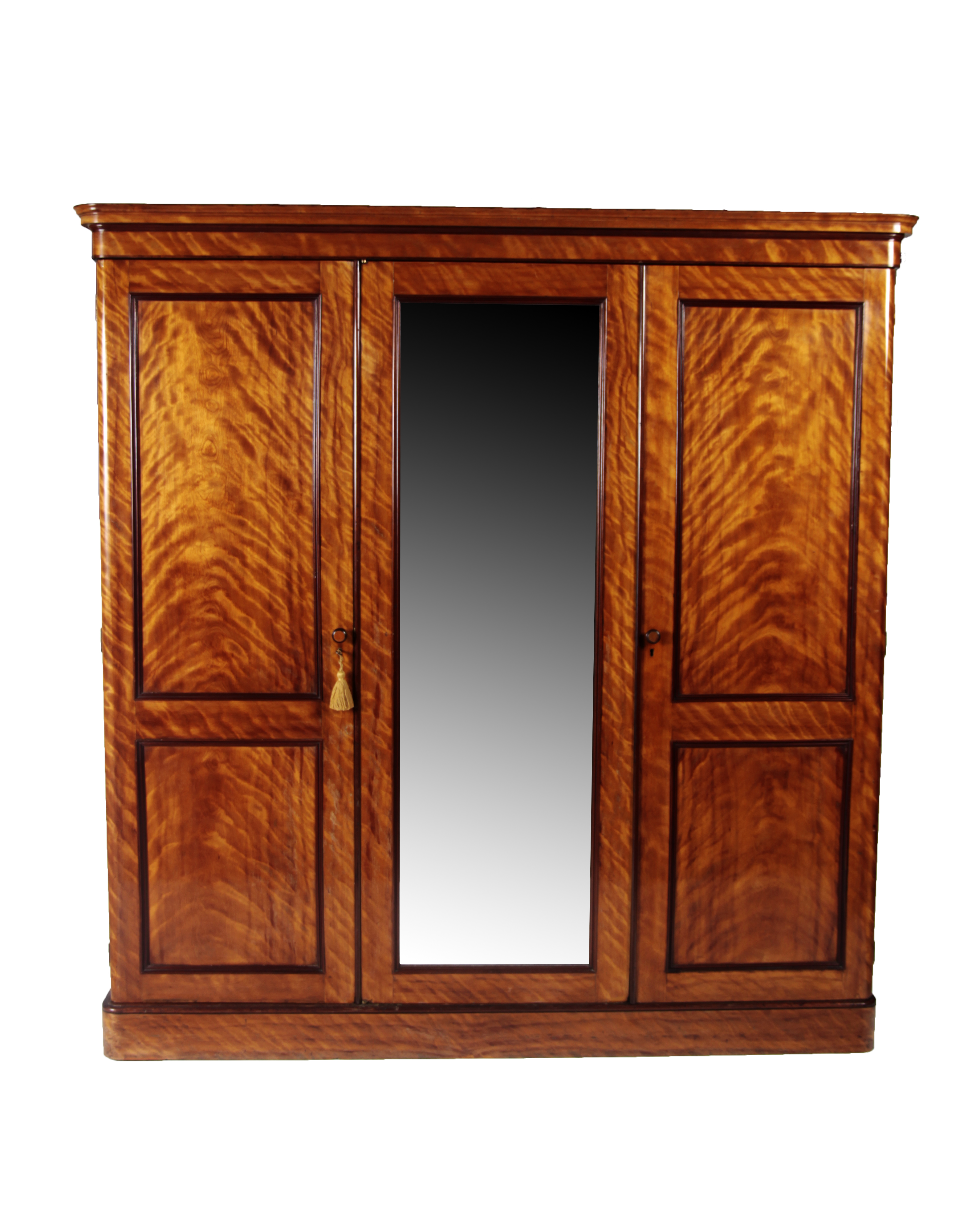 VICTORIAN SATIN BIRCH THREE DOOR WARDROBE