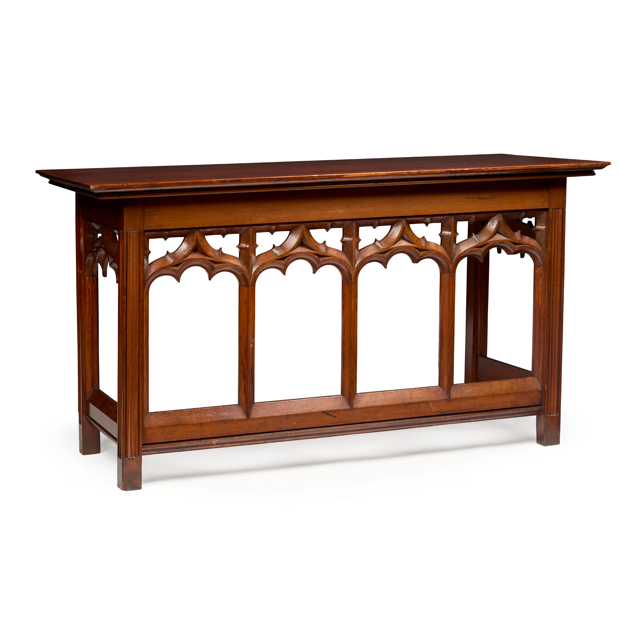 VICTORIAN STAINED PITCH PINE GOTHIC REVIVAL SERVING TABLE