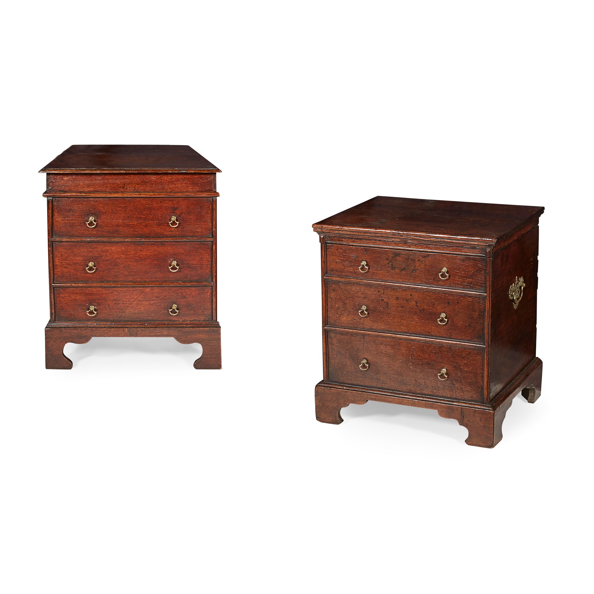 MATCHED PAIR OF SMALL GEORGIAN OAK CHESTS