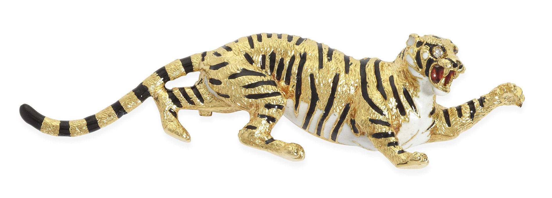 MAPPIN & WEBB - An 18ct gold tiger brooch