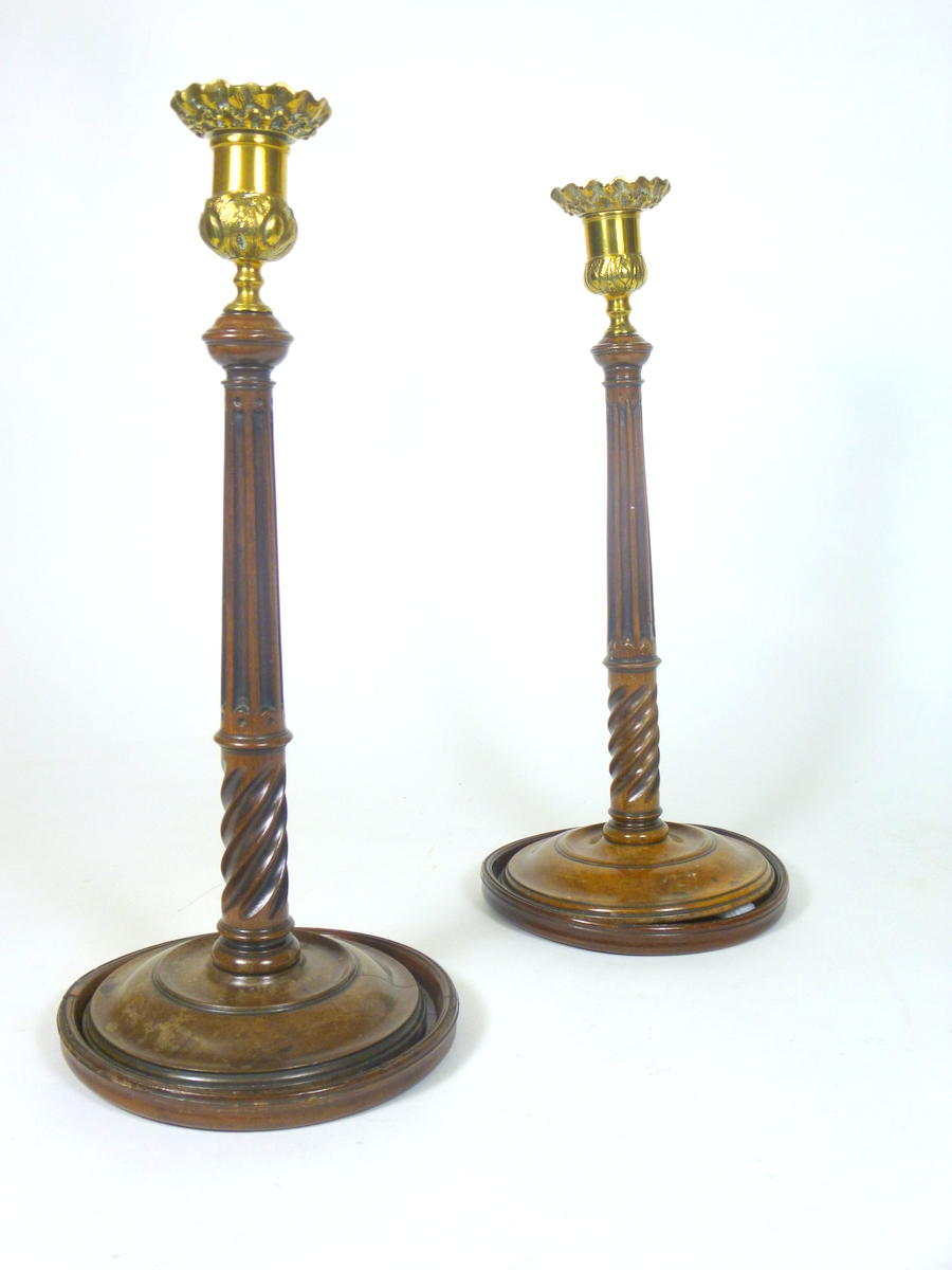 PAIR OF GEORGE III MAHOGANY CANDLESTICKS